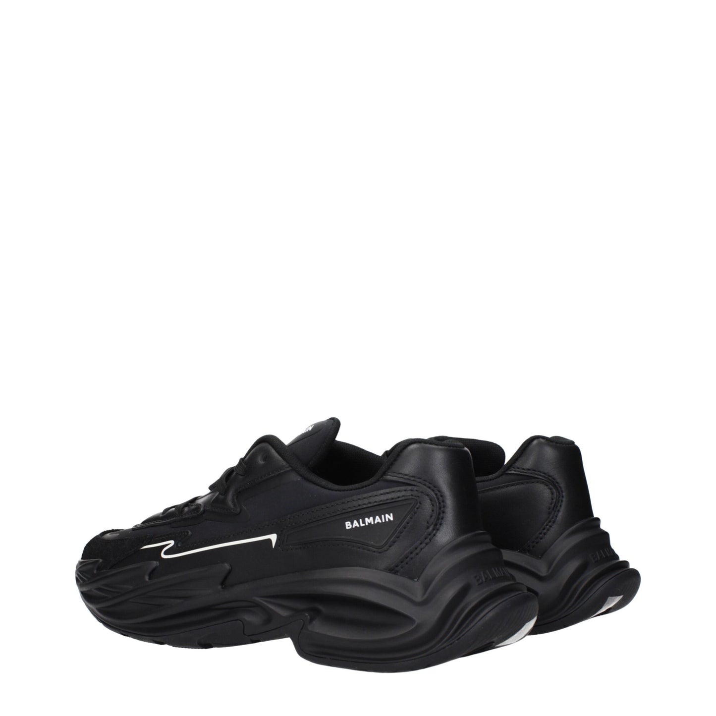 Sneakers de sport en cuir noir Balmain