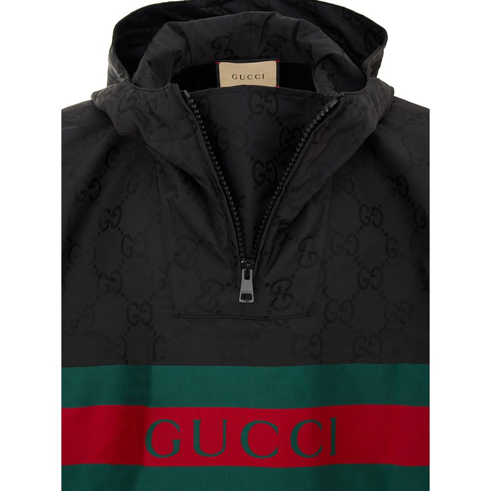 Manteau-pluie en polyester noir Gucci