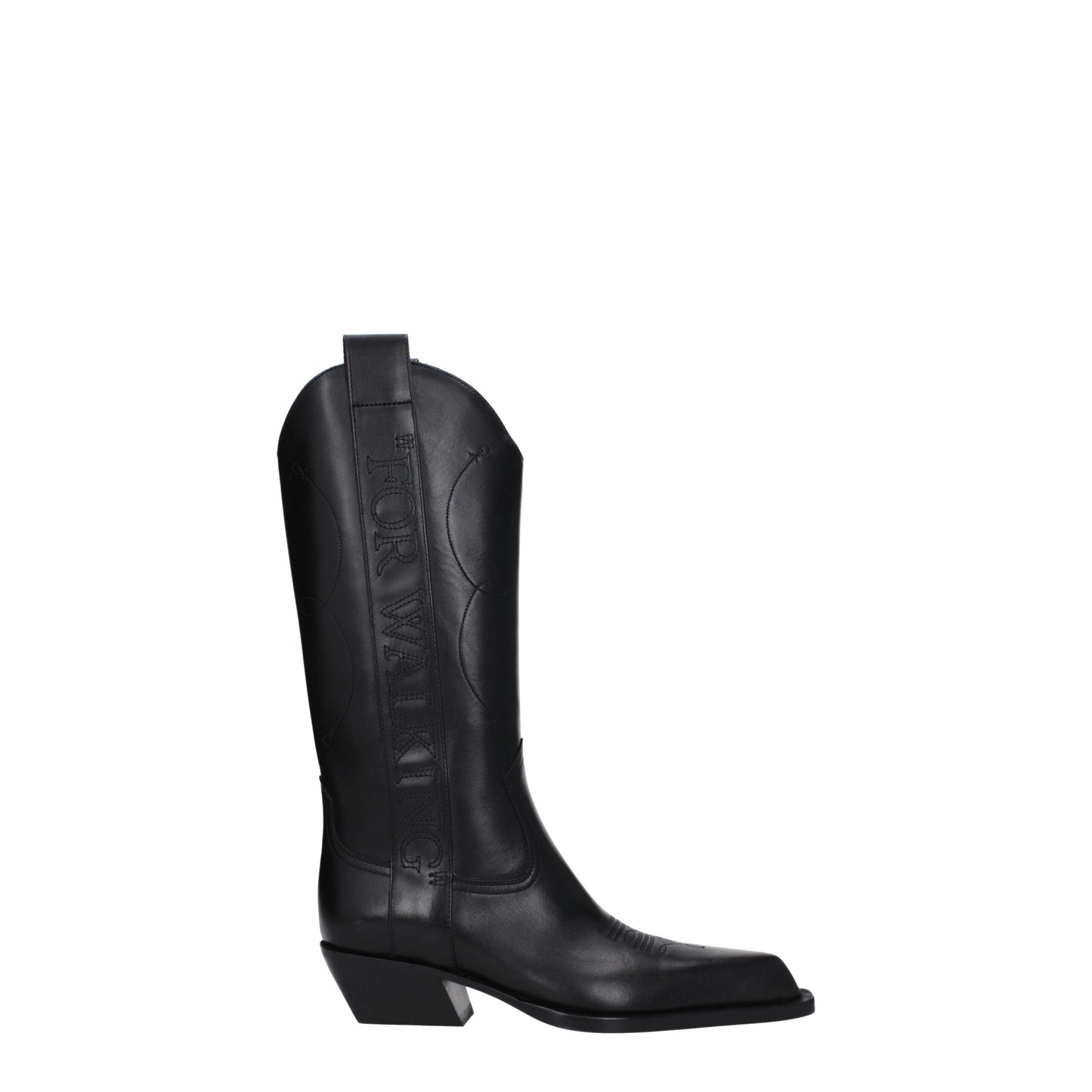 Bottines à talons hauts en cuir noir et blanc cassé