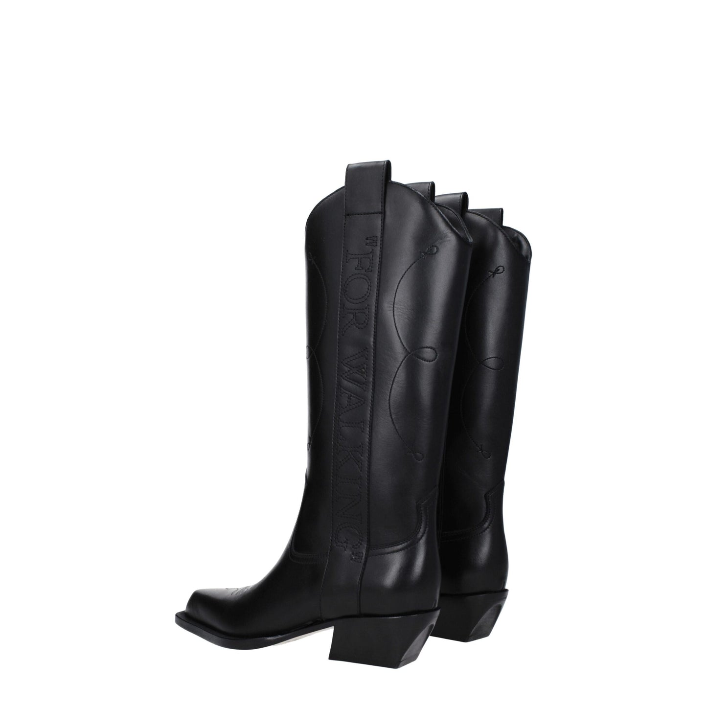 Bottines à talons hauts en cuir noir et blanc cassé