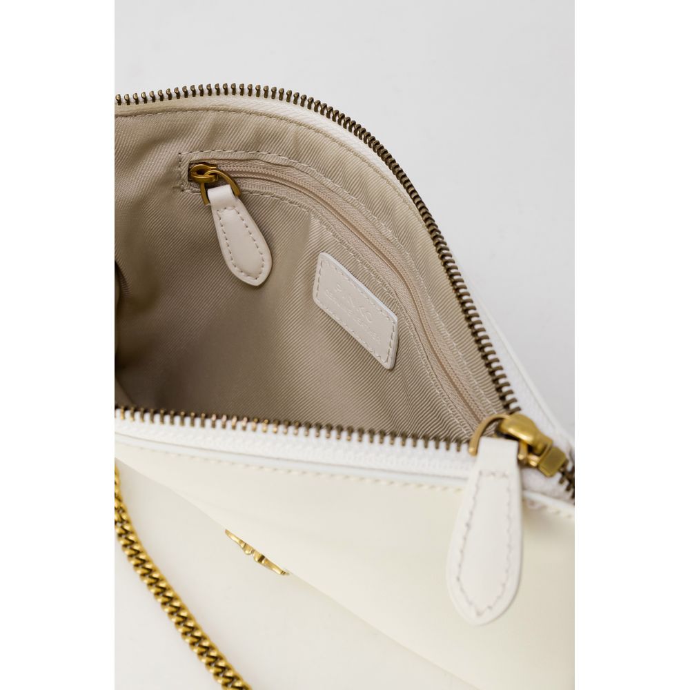 PINKO Sac à main à rabat en cuir crème