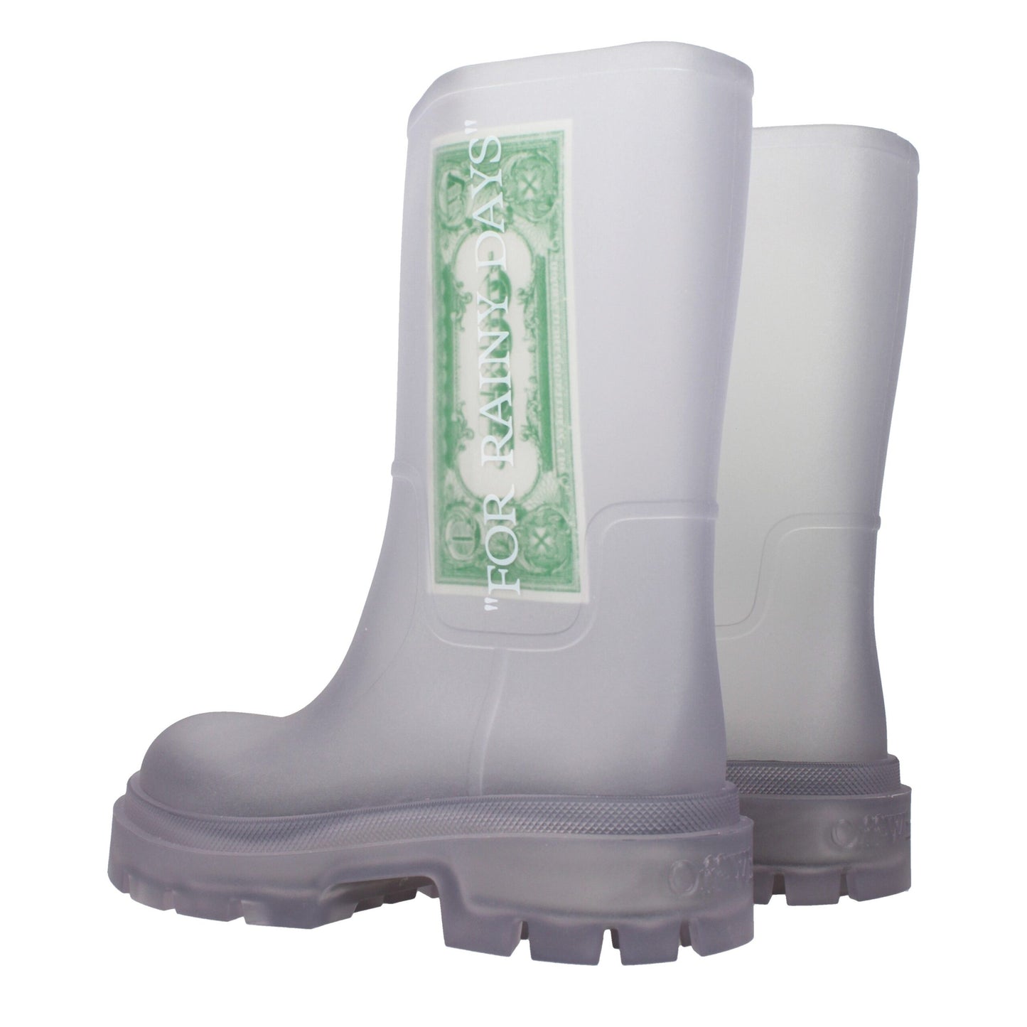 Bottes transparentes en PVC couleur blanc cassé