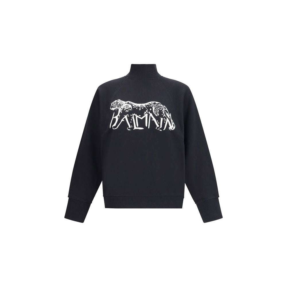 Balmain sweatshirt met luipaardprint en hoge hals