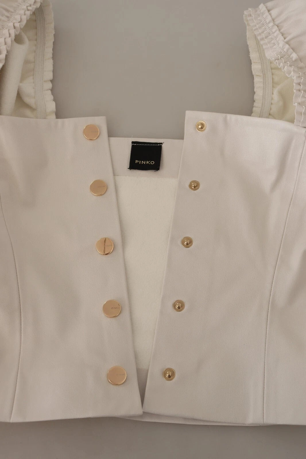 PINKO Blouse blanche à col carré et boutonnage croisé, taille courte