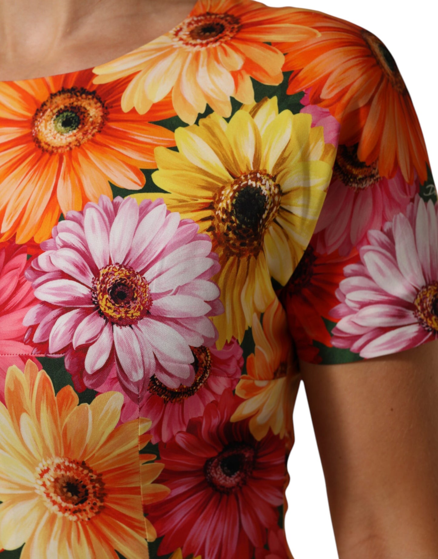 Dolce & Gabbana Midi-jurk van zijde met bloemenprint in meerdere kleuren