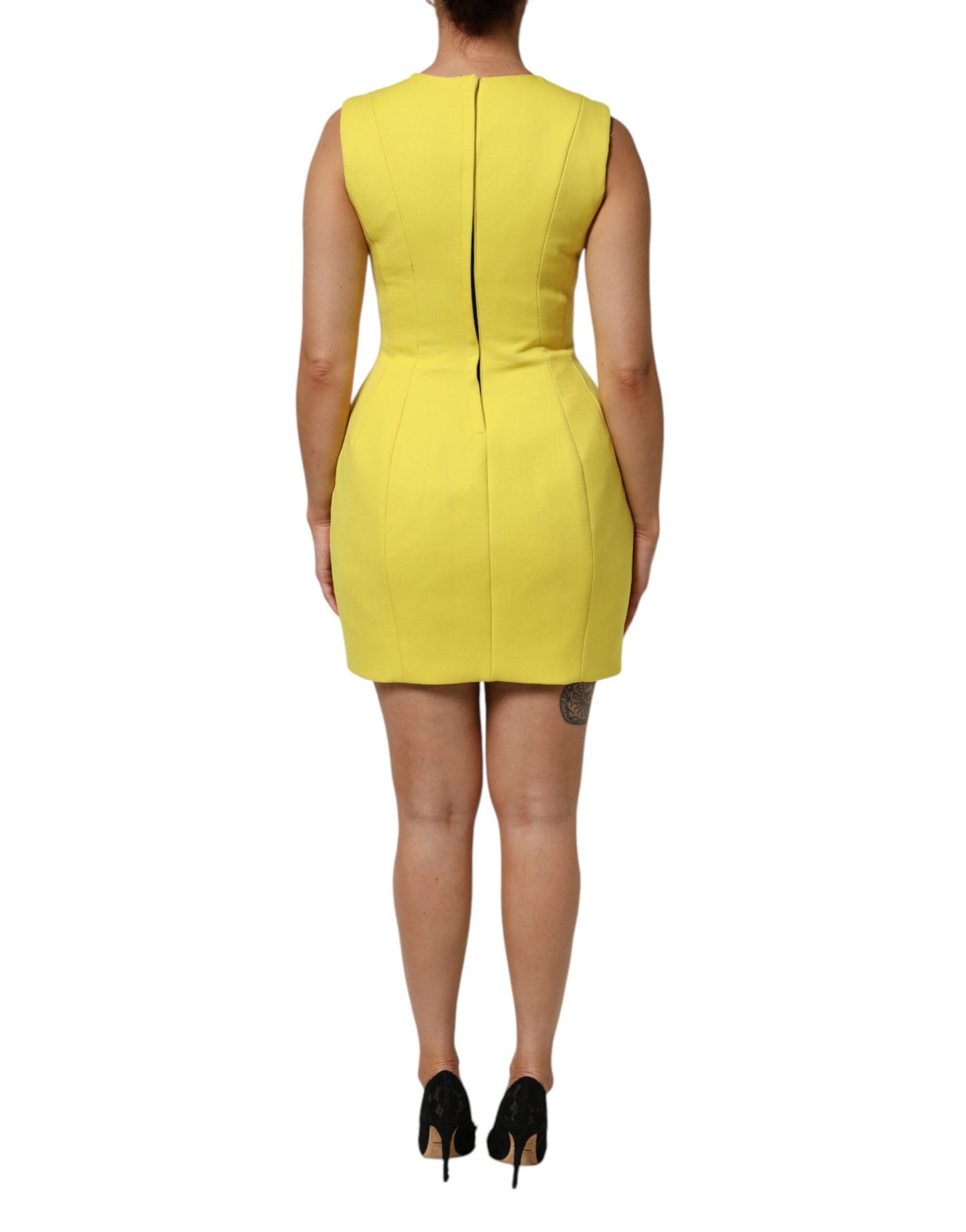 Mini-robe trapèze jaune sans manches de Dolce & Gabbana