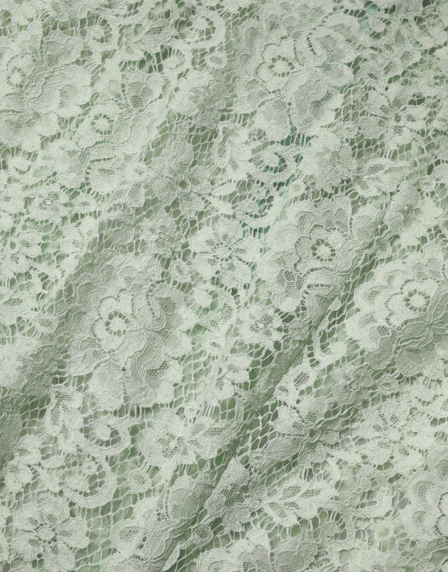 Dolce & Gabbana Mintgroene Midi-jurk met bloemendecor en kantaccenten