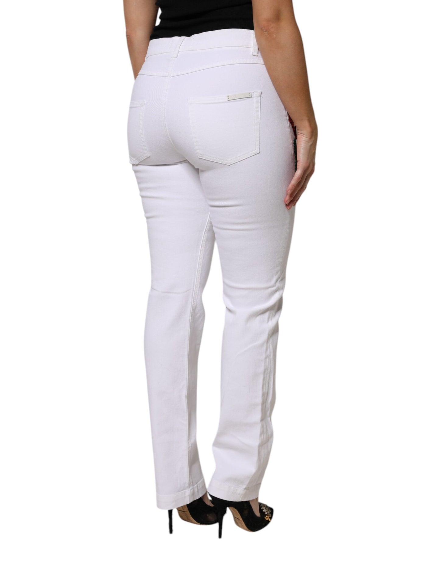 Dolce & Gabbana Witte GIRLY Jeans met bloemenborduursel