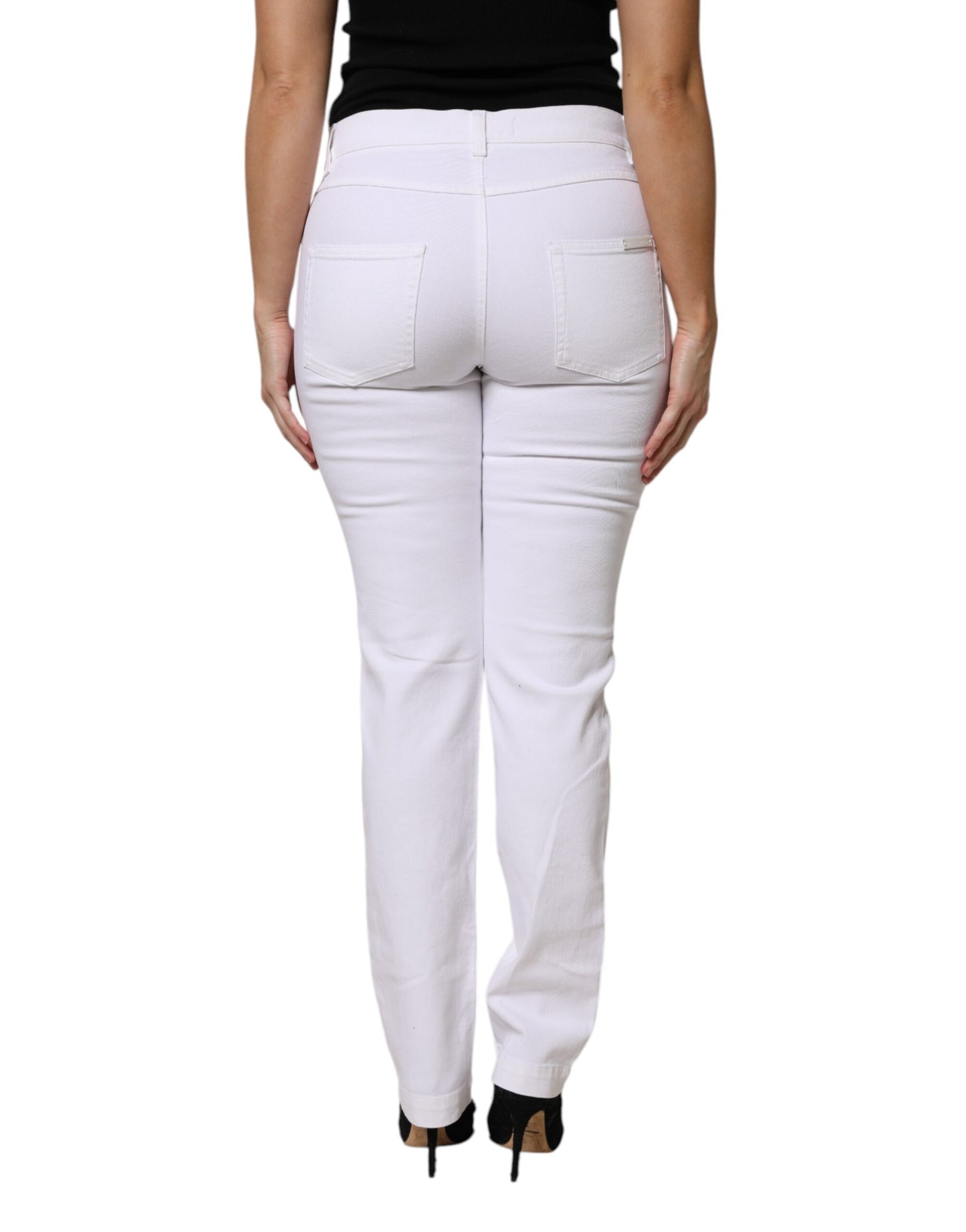 Dolce & Gabbana Witte GIRLY Jeans met bloemenborduursel