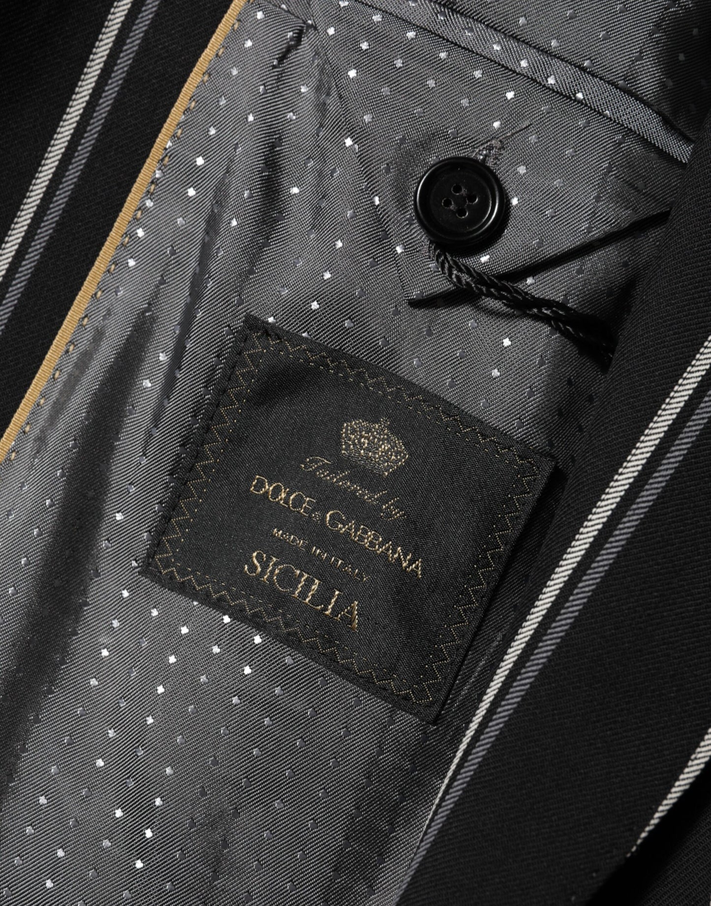 Blazer Dolce & Gabbana rayé noir, modèle SICILIA, à un bouton.