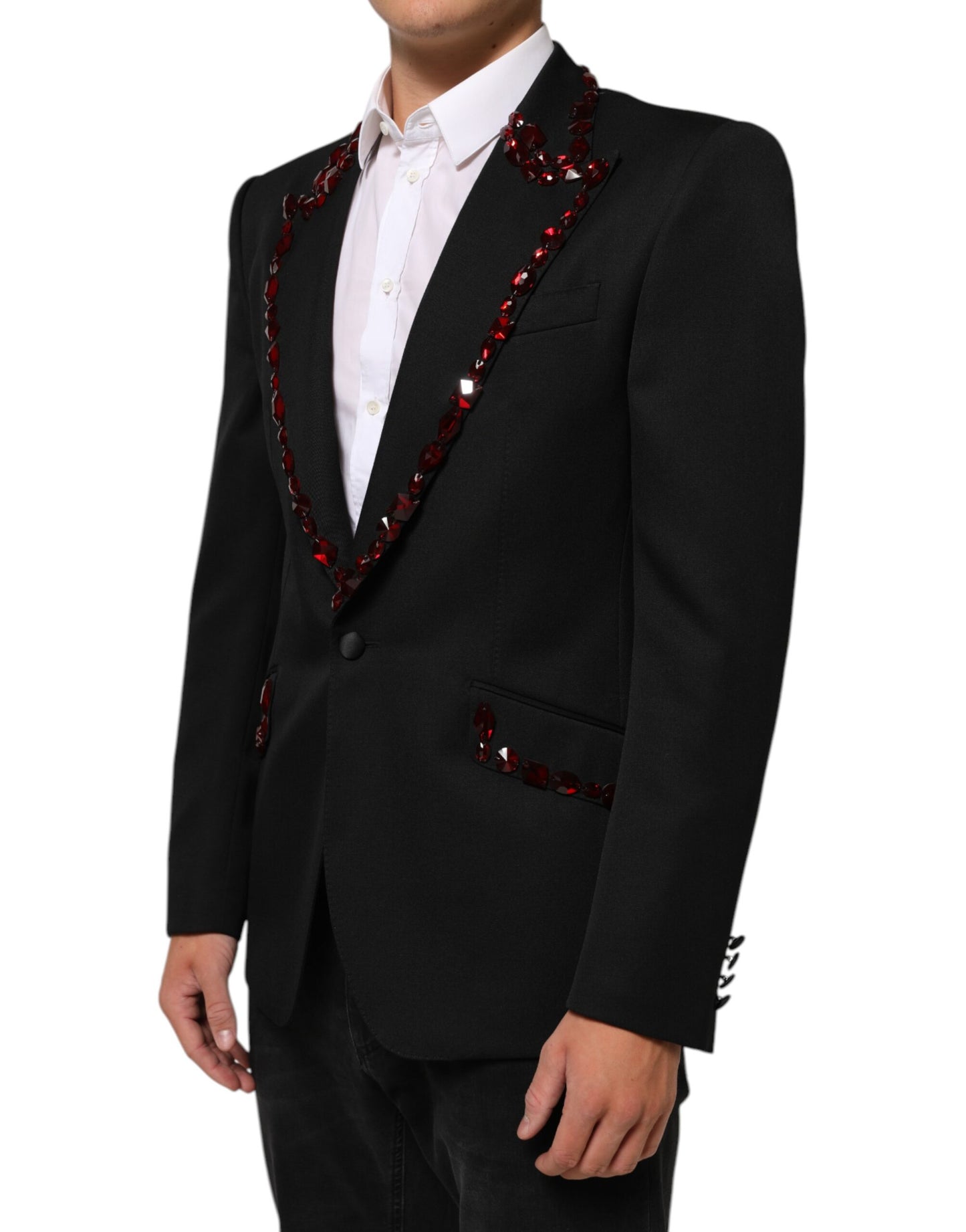 Dolce & Gabbana Blazer noir SICILIA pour homme, orné de cristaux