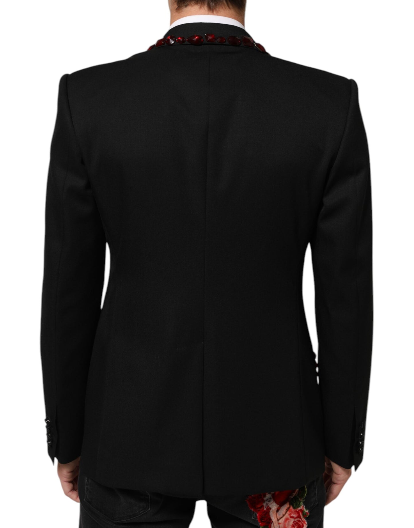 Dolce & Gabbana Blazer noir SICILIA pour homme, orné de cristaux