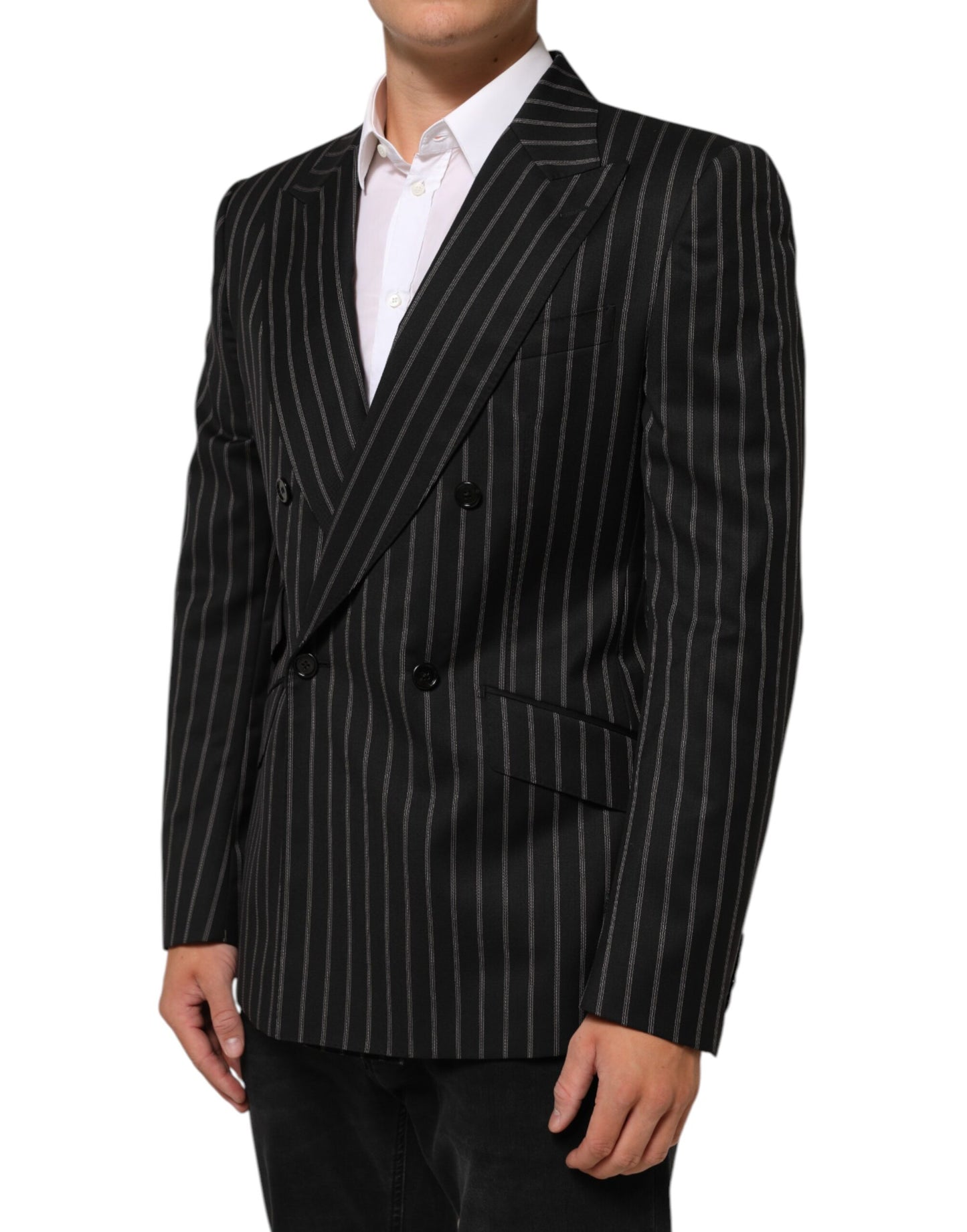 Blazer Dolce & Gabbana rayé noir, modèle SICILIA, à un bouton.
