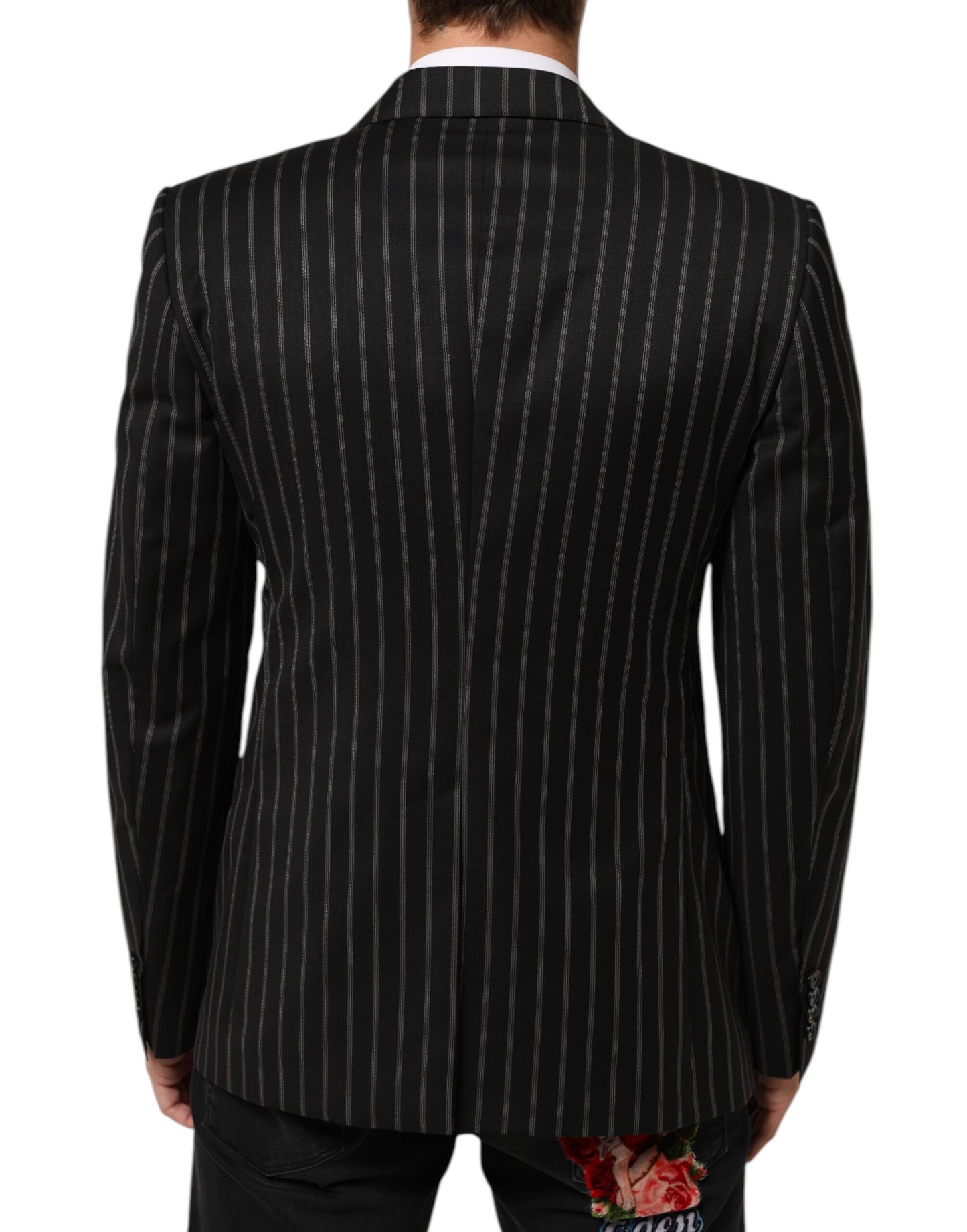 Blazer Dolce & Gabbana rayé noir, modèle SICILIA, à un bouton.