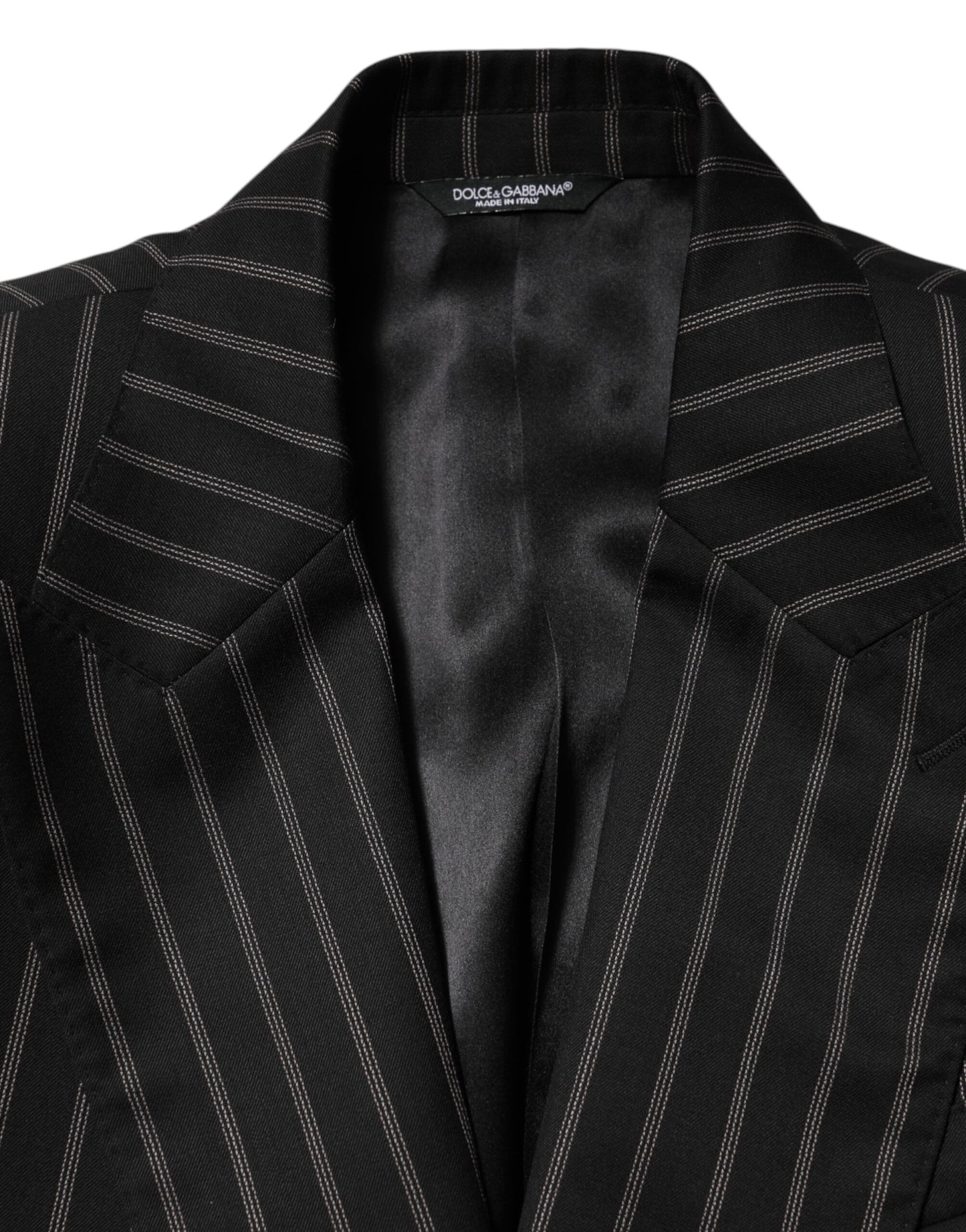 Blazer Dolce & Gabbana rayé noir, modèle SICILIA, à un bouton.