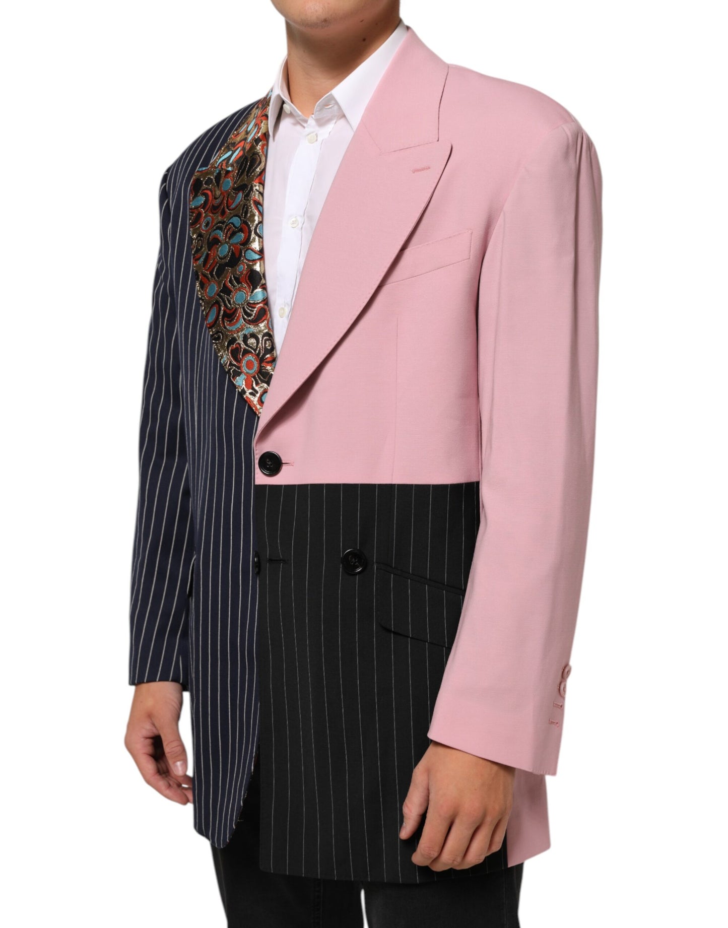 Blazer à une seule boutonnage en patchwork multicolore de Dolce & Gabbana