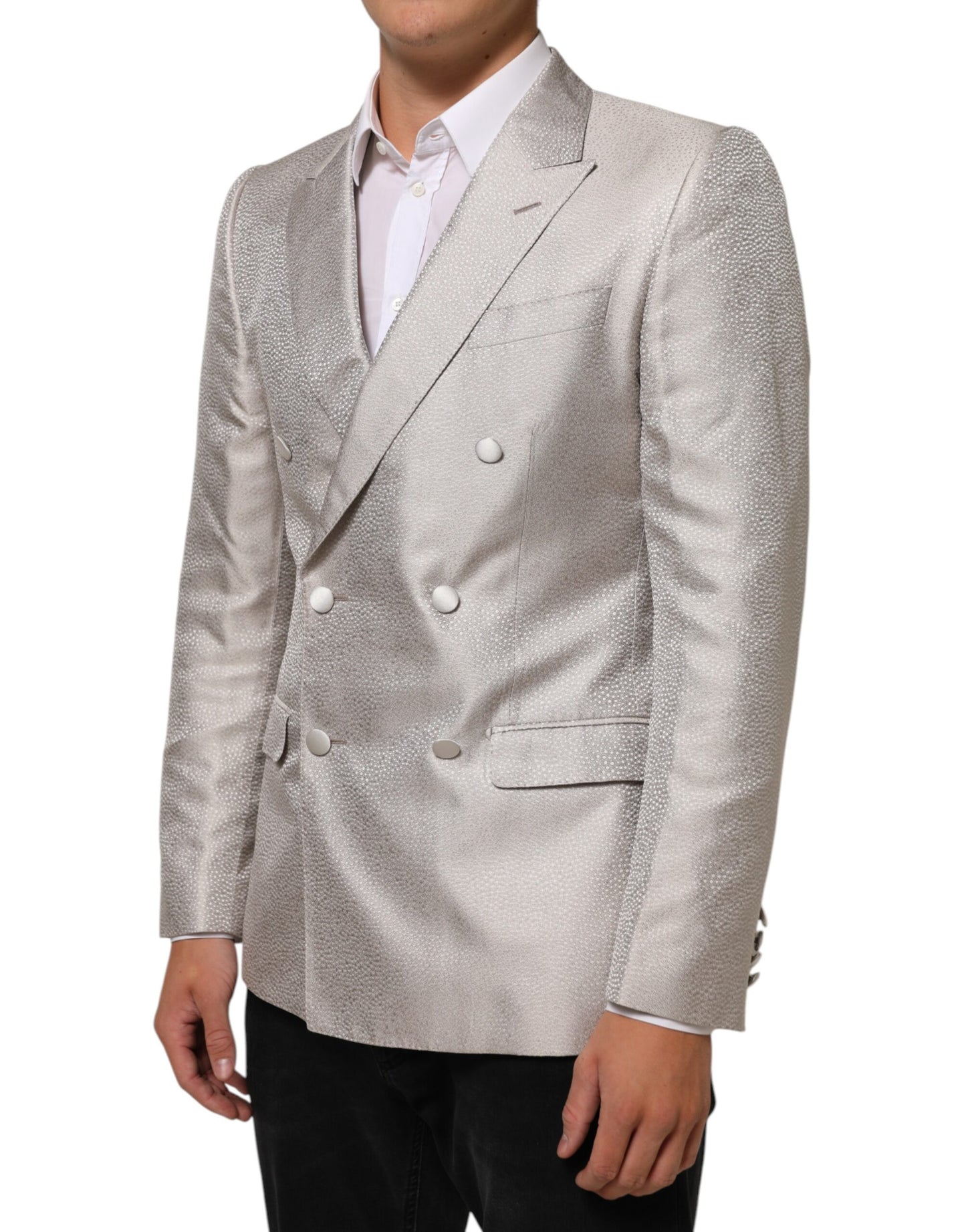 Dolce & Gabbana Blazer de costume MARTINI beige à double boutonnage