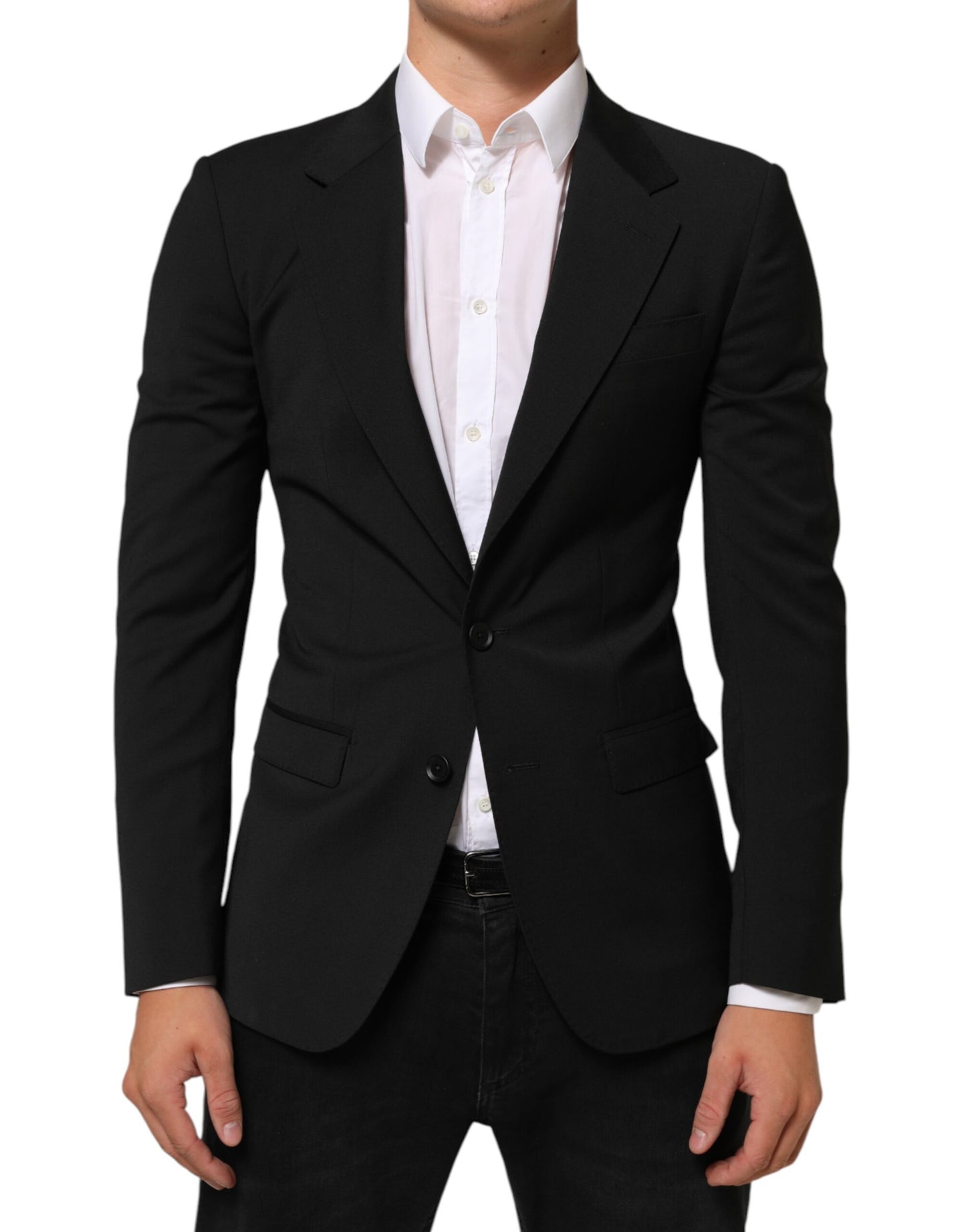 Dolce & Gabbana, veste de costume noire STAFF à 2 boutons.