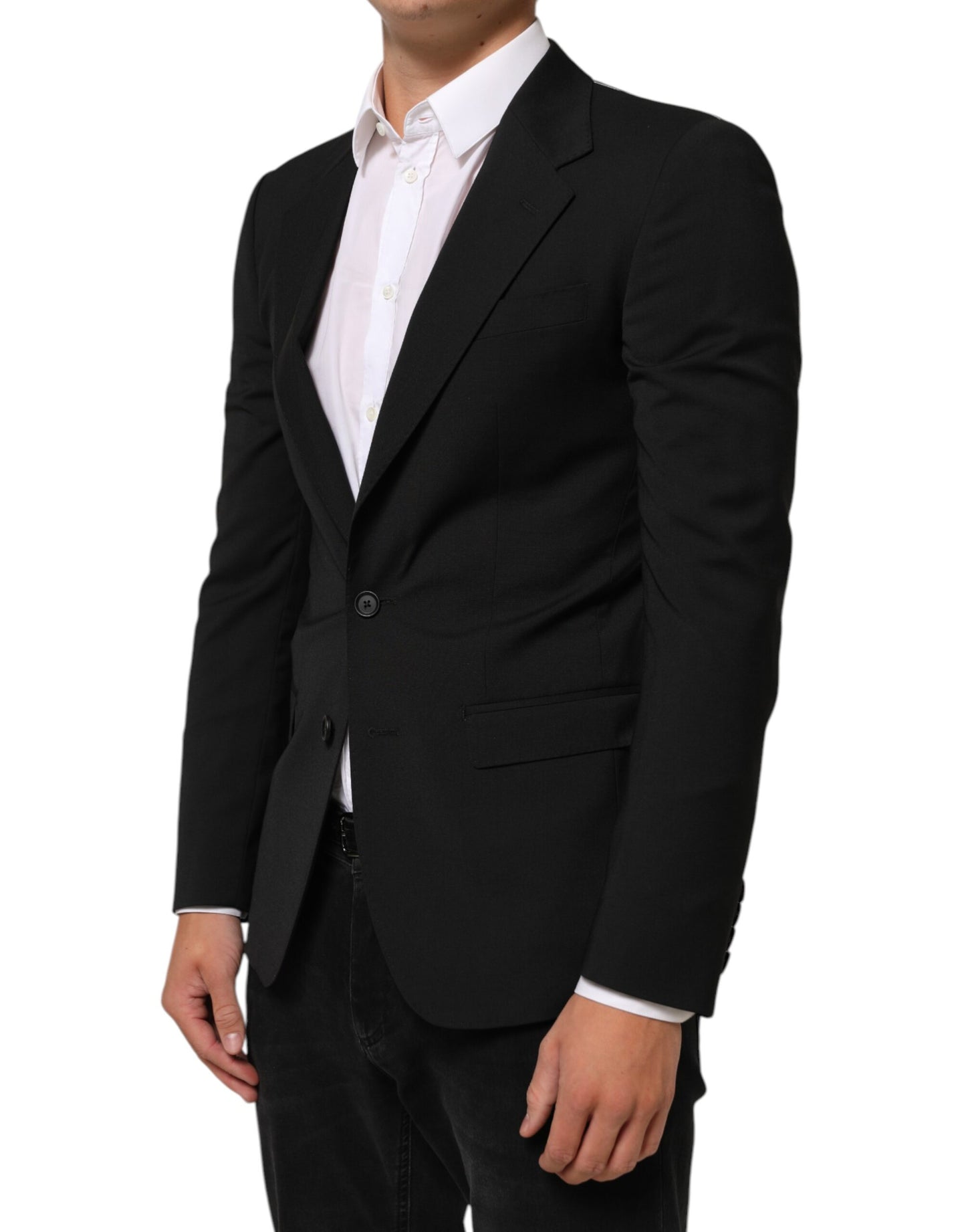 Dolce & Gabbana, veste de costume noire STAFF à 2 boutons.