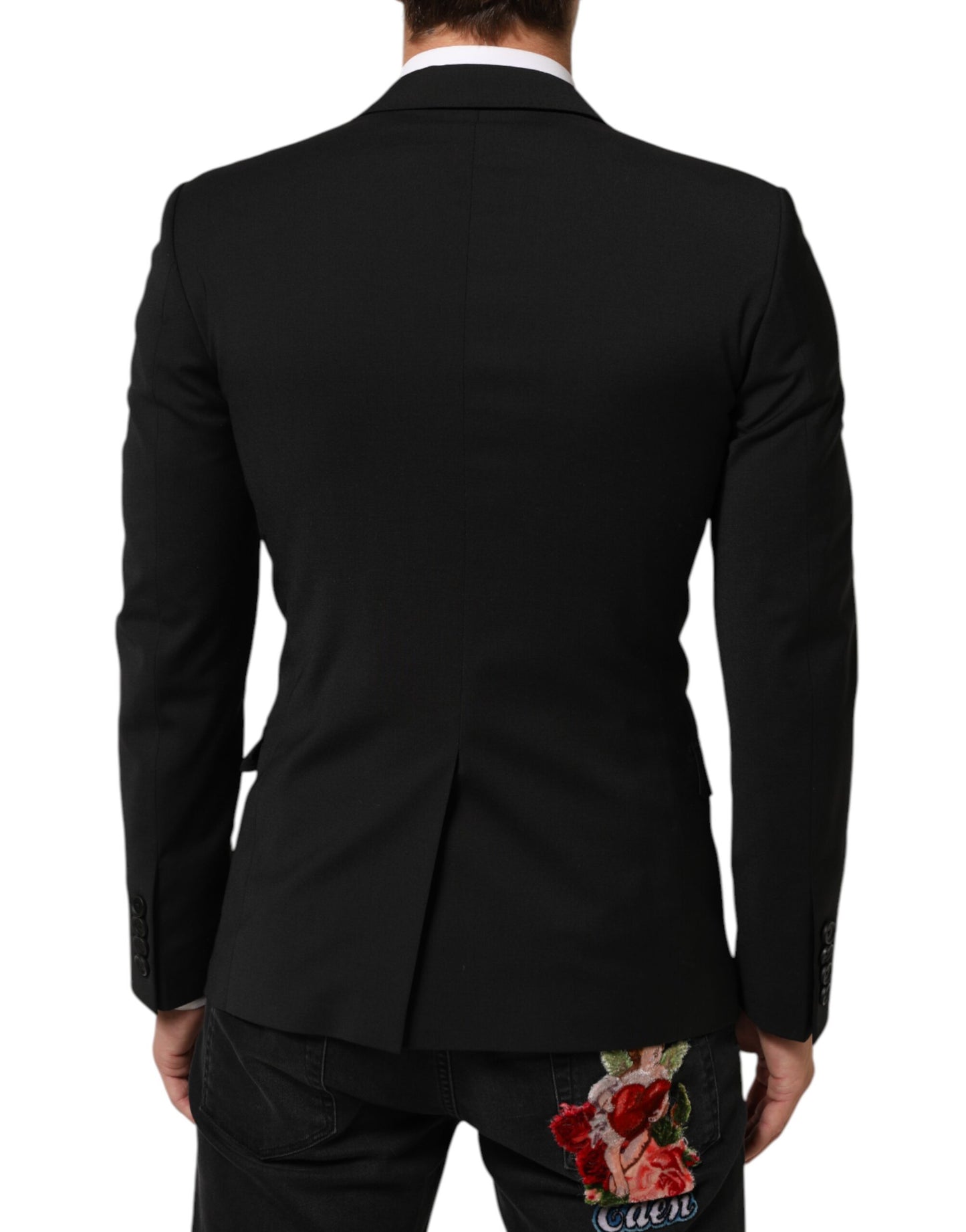 Dolce & Gabbana, veste de costume noire STAFF à 2 boutons.