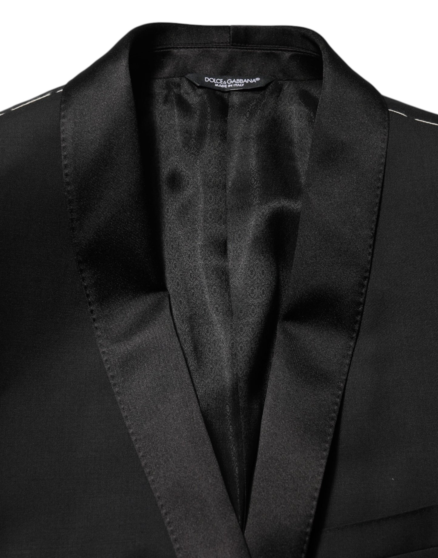 Blazer en laine noire à un bouton pour homme, Dolce & Gabbana, doré.