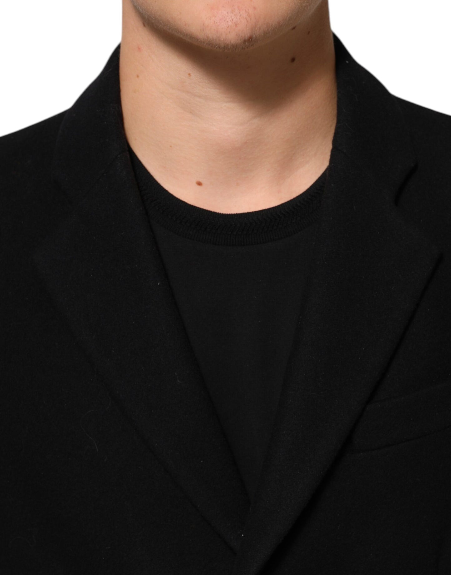 Manteau-trencher noir en laine à boutons pour homme de Dolce & Gabbana
