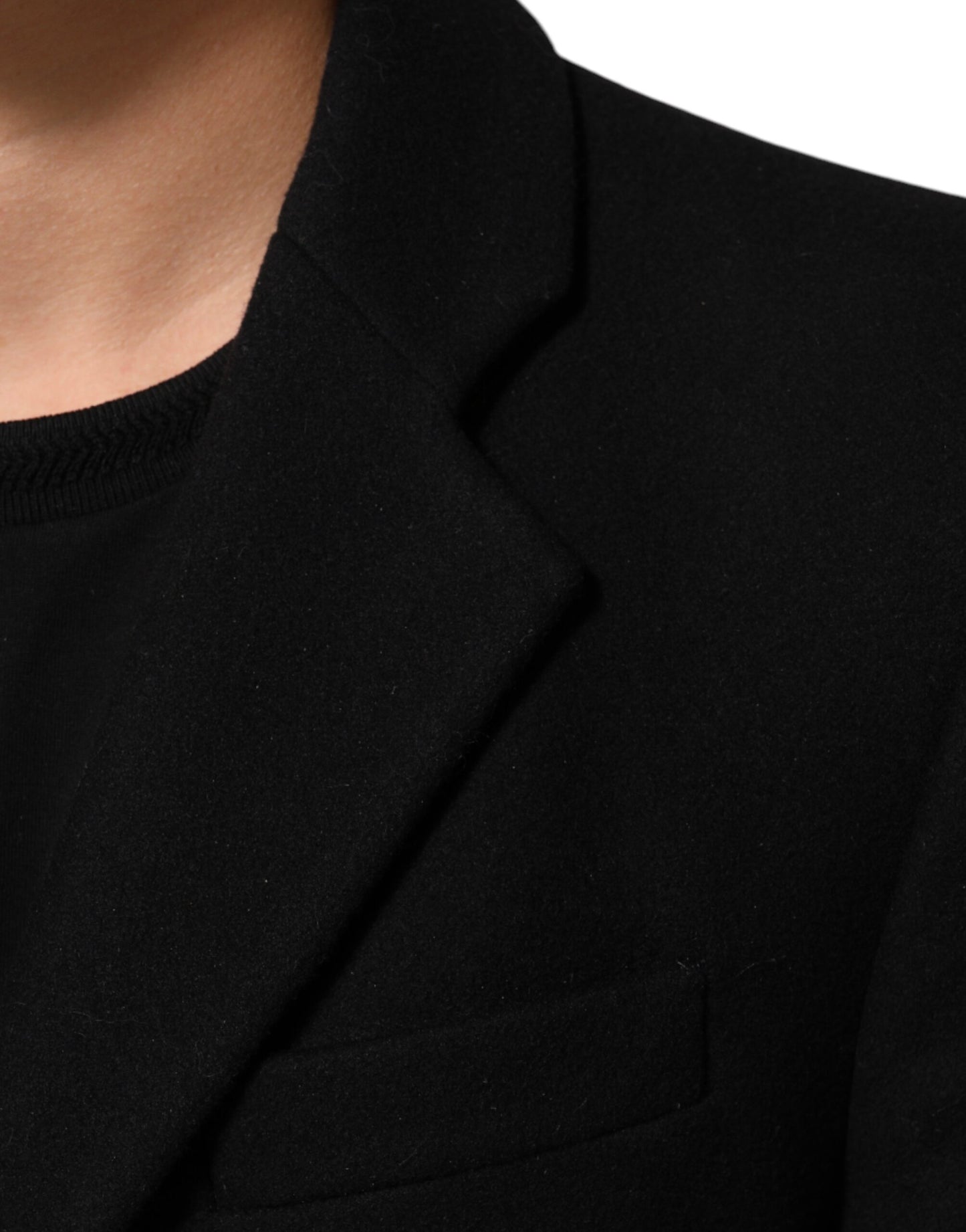 Manteau-trencher noir en laine à boutons pour homme de Dolce & Gabbana