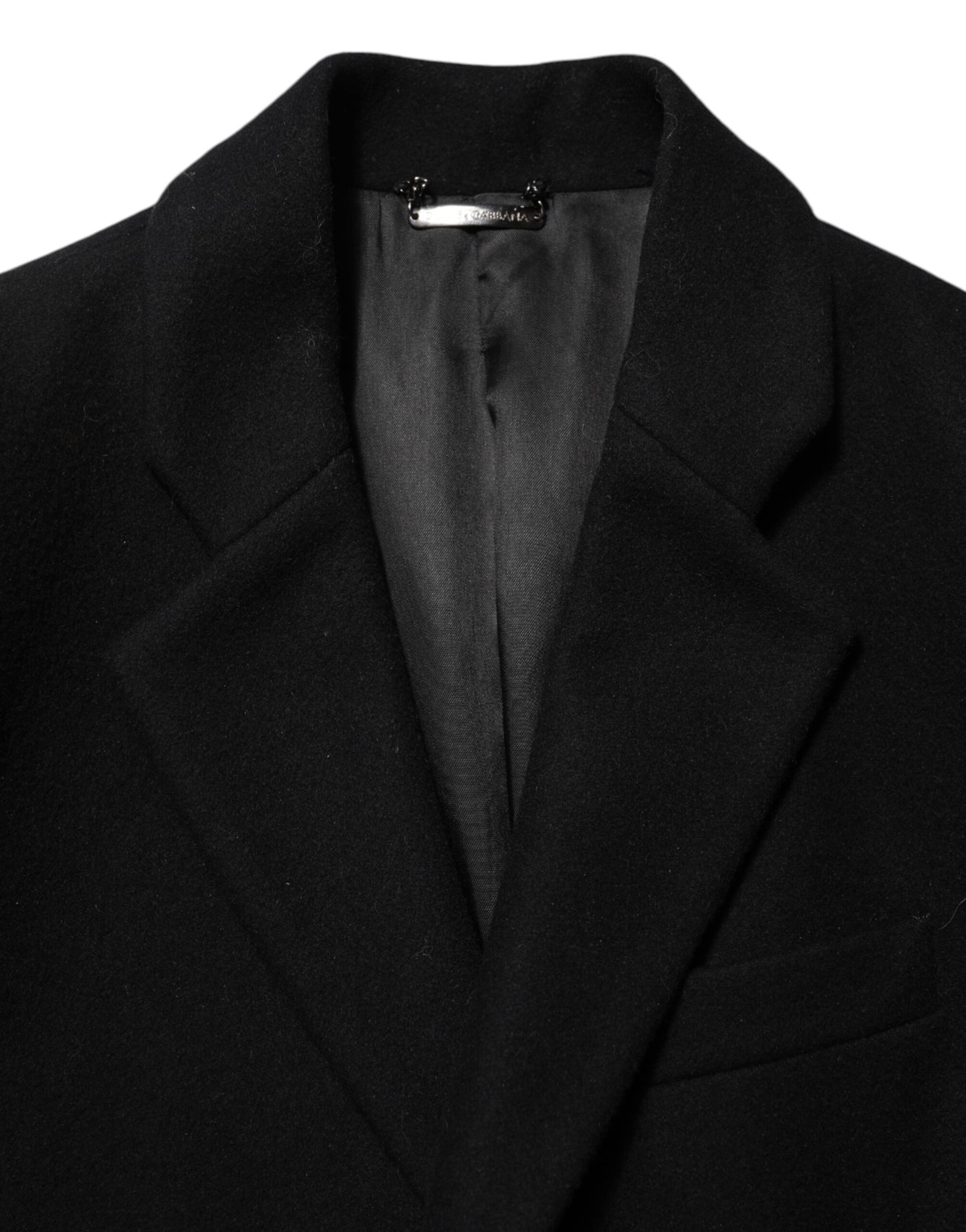 Manteau-trencher noir en laine à boutons pour homme de Dolce & Gabbana