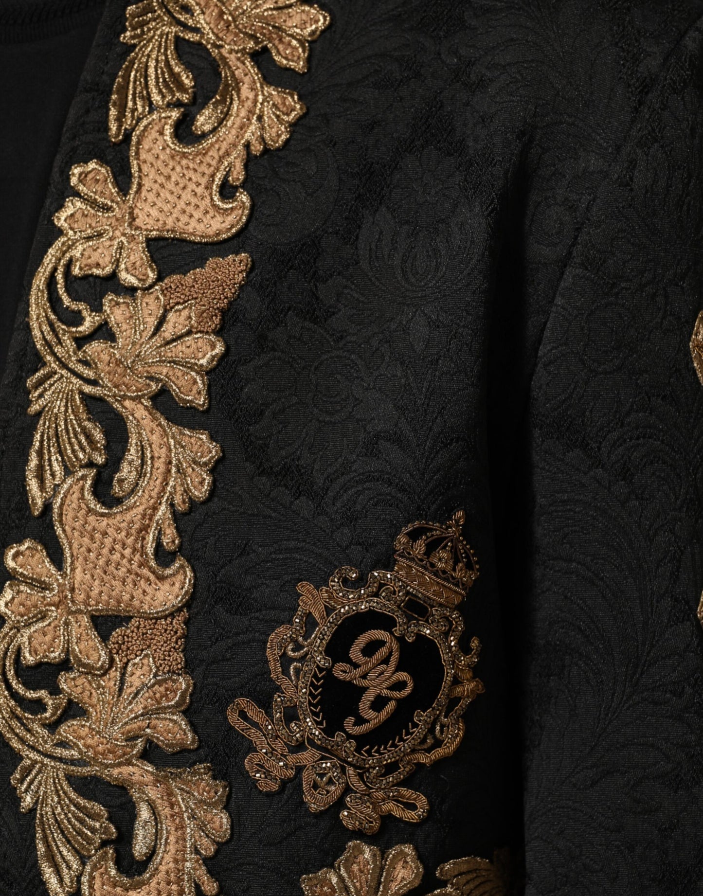 Manteau veste homme brodé en brocart noir Dolce & Gabbana