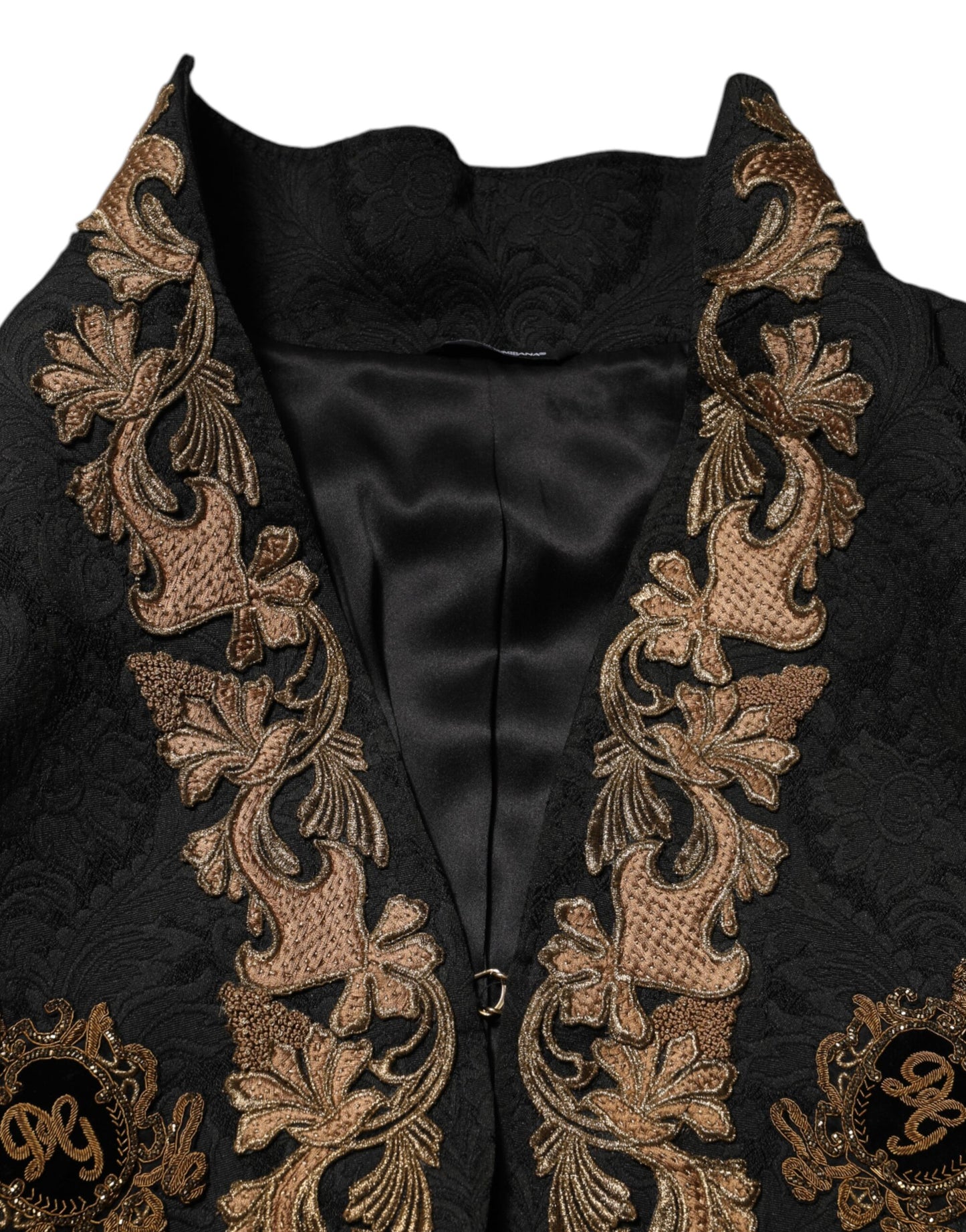 Manteau veste homme brodé en brocart noir Dolce & Gabbana
