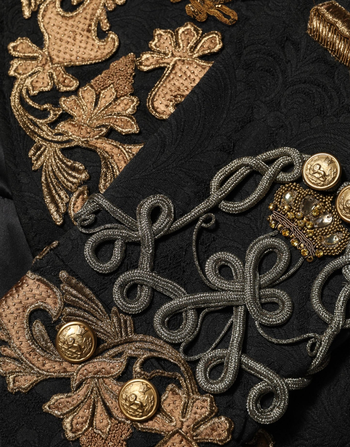 Manteau veste homme brodé en brocart noir Dolce & Gabbana