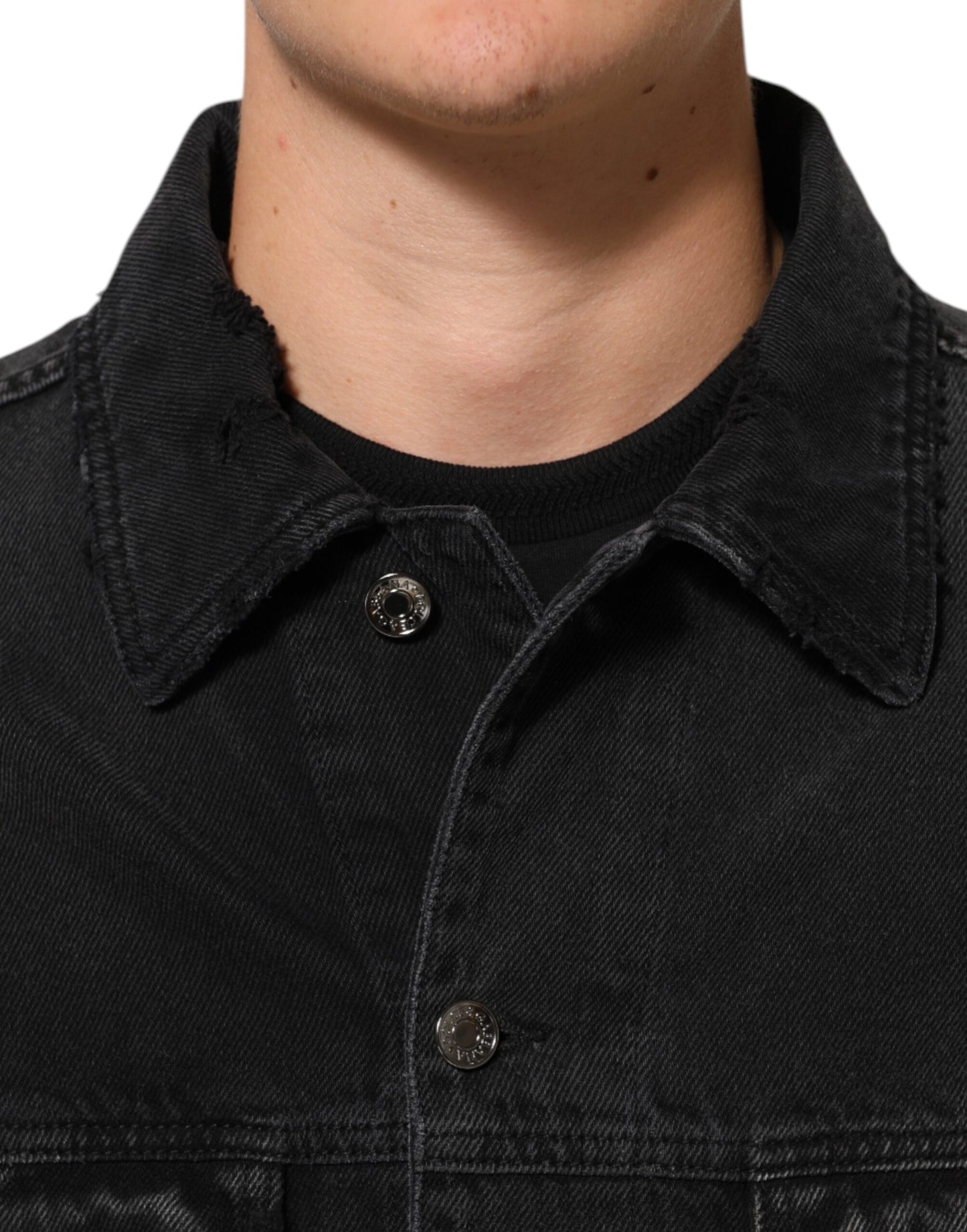 Blouson en jean en coton extensible noir de Dolce & Gabbana