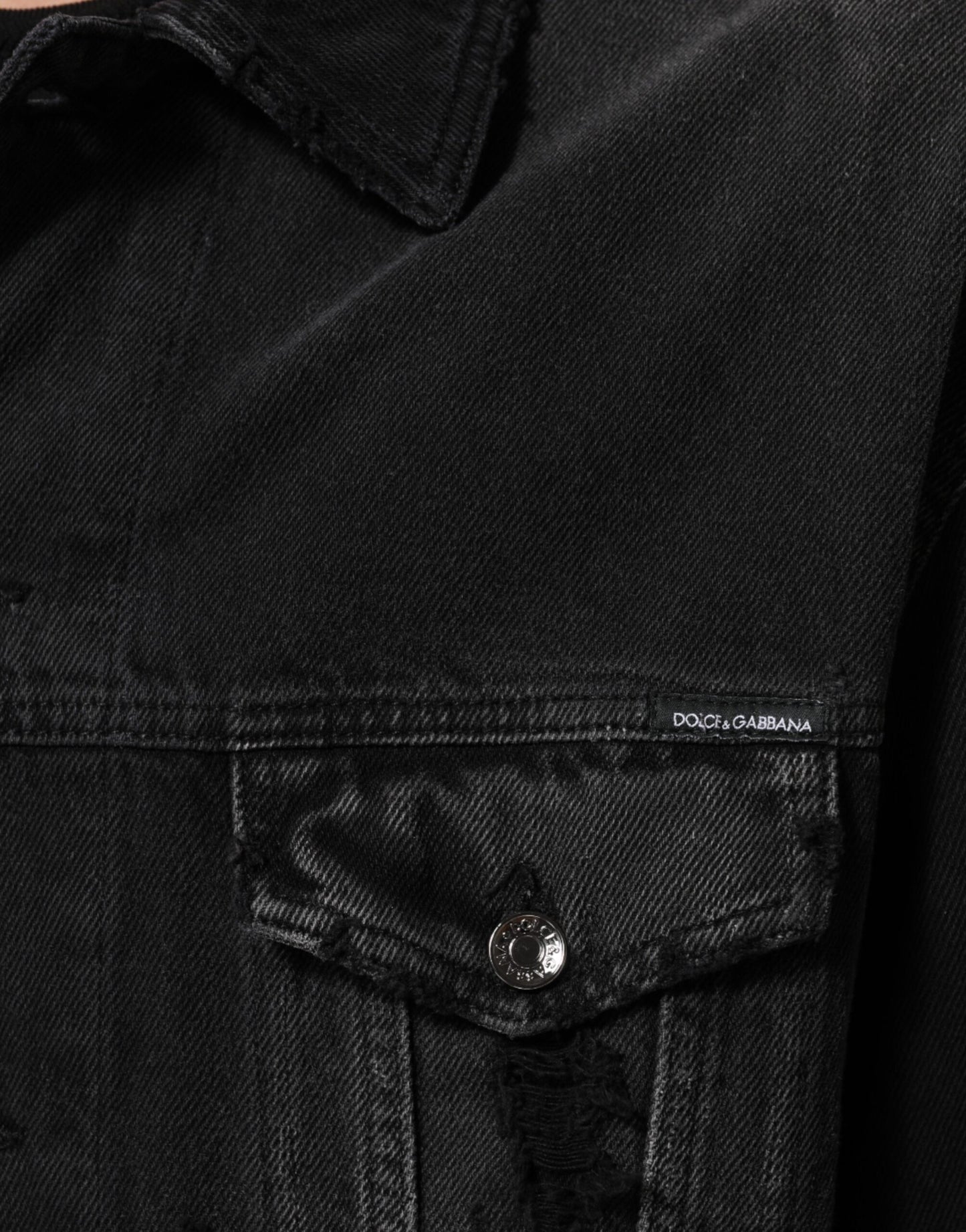 Blouson en jean en coton extensible noir de Dolce & Gabbana