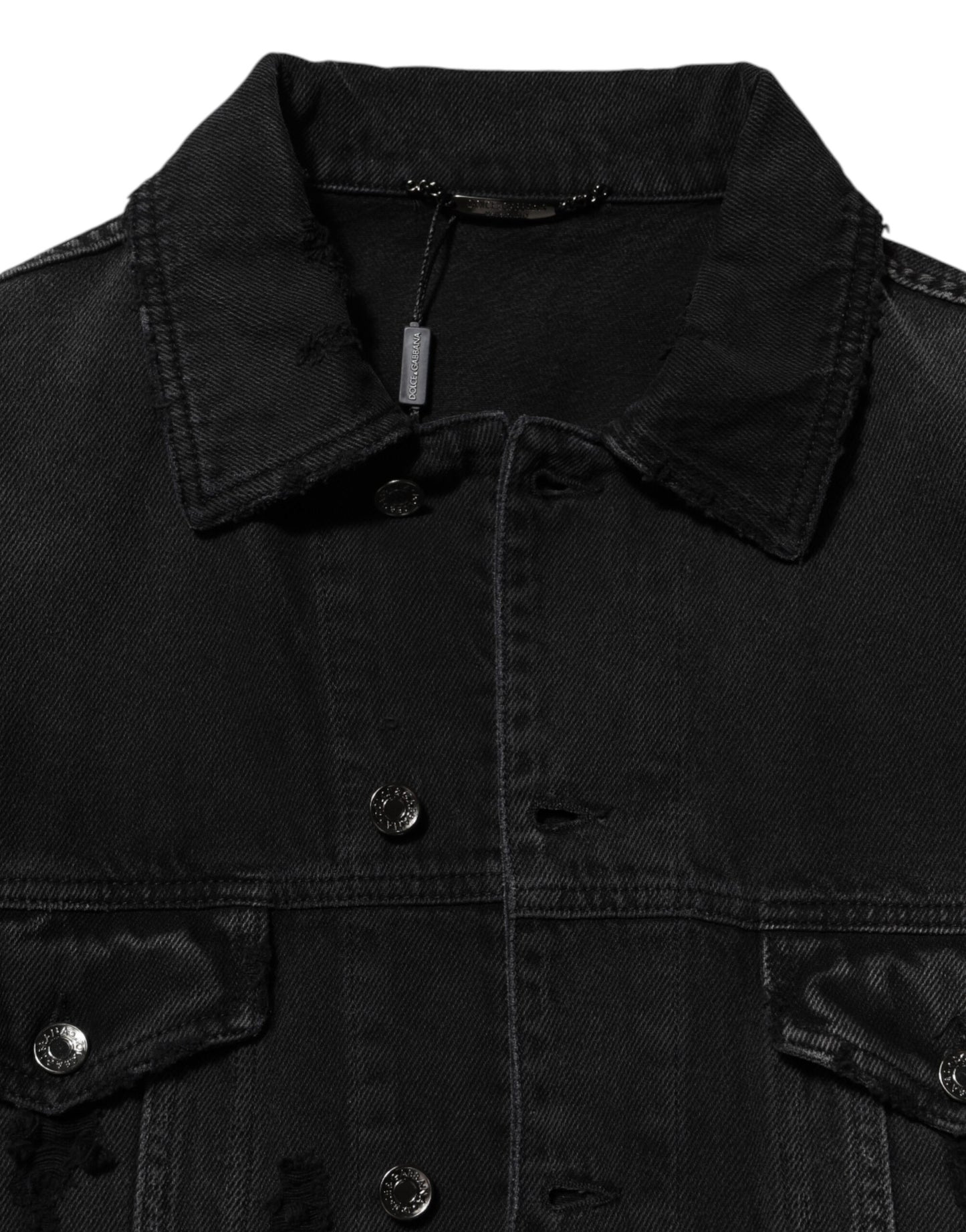 Blouson en jean en coton extensible noir de Dolce & Gabbana