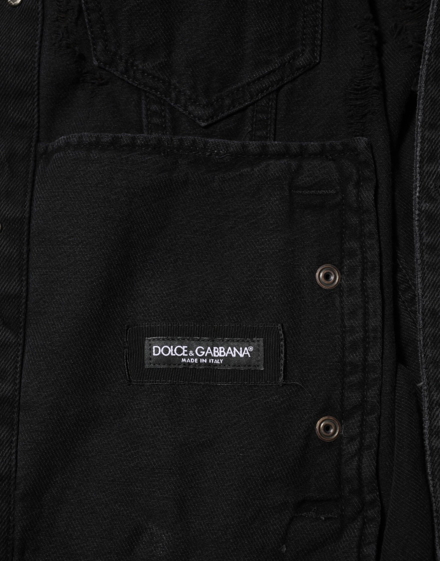 Blouson en jean en coton extensible noir de Dolce & Gabbana