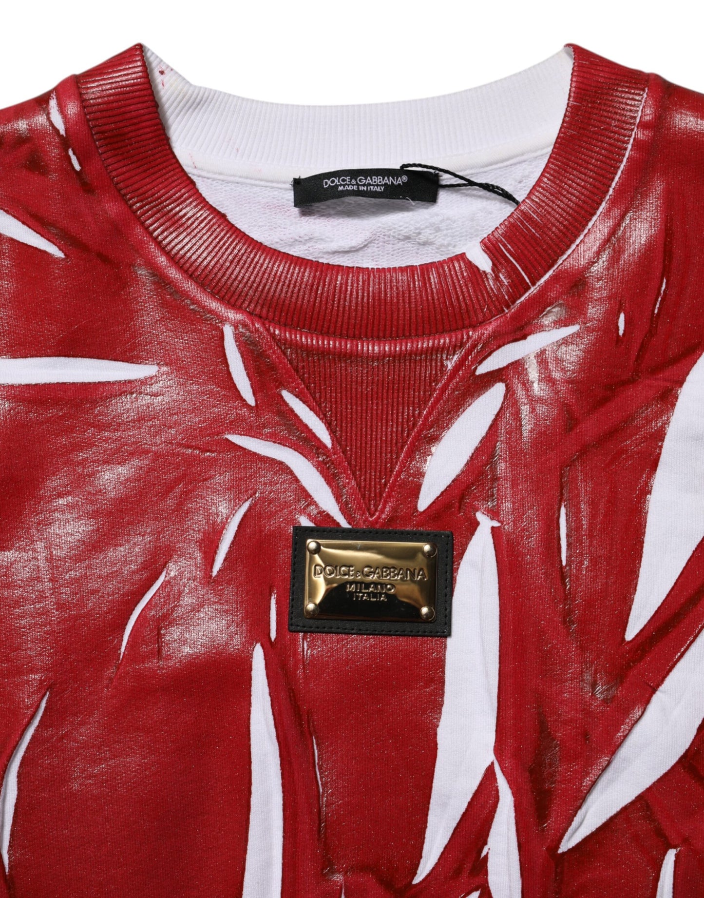 Dolce & Gabbana Rood Wit Katoenen Trui met Print