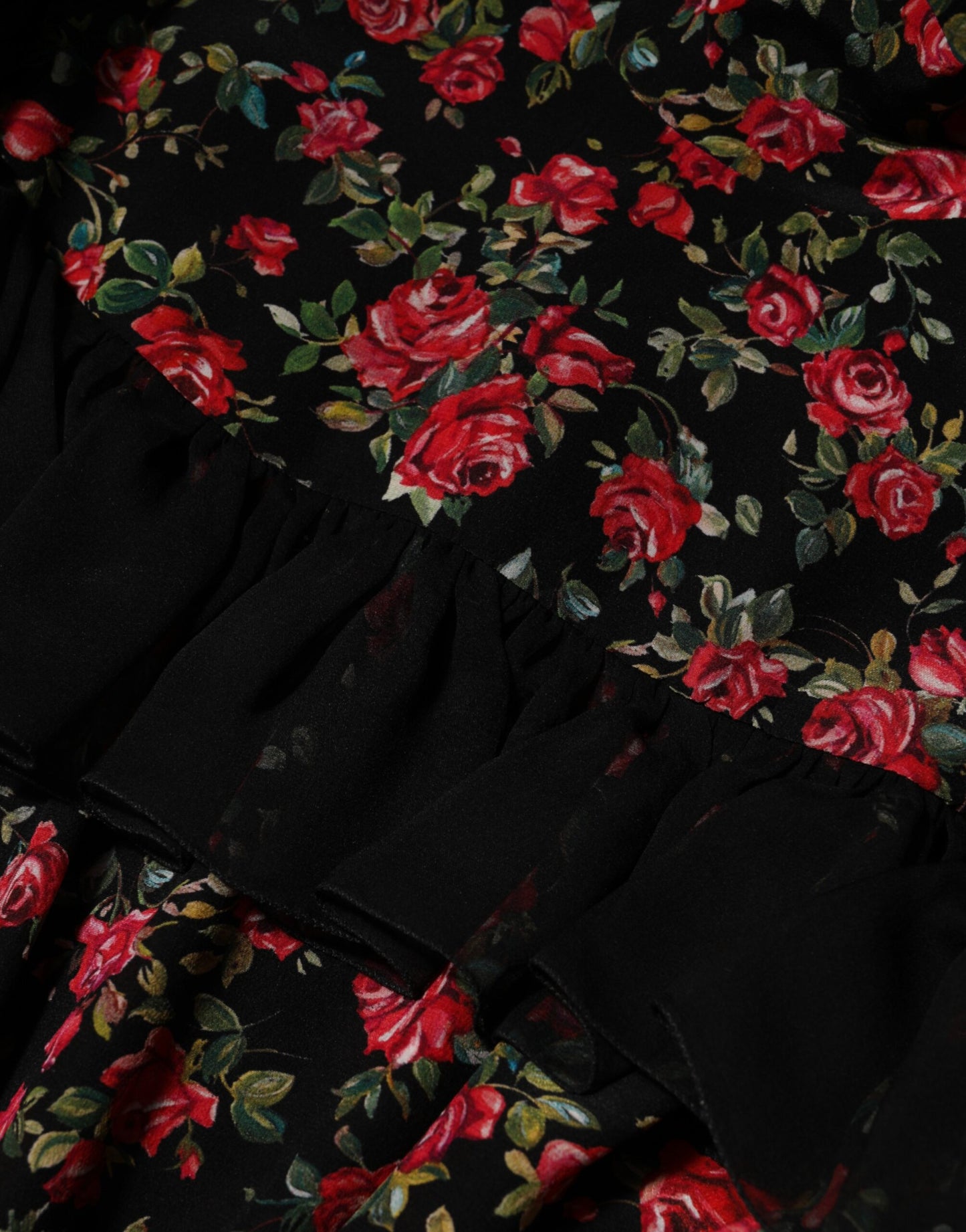 Dolce & Gabbana Zwarte Blouse met Lange Mouwen en Bloemenprint