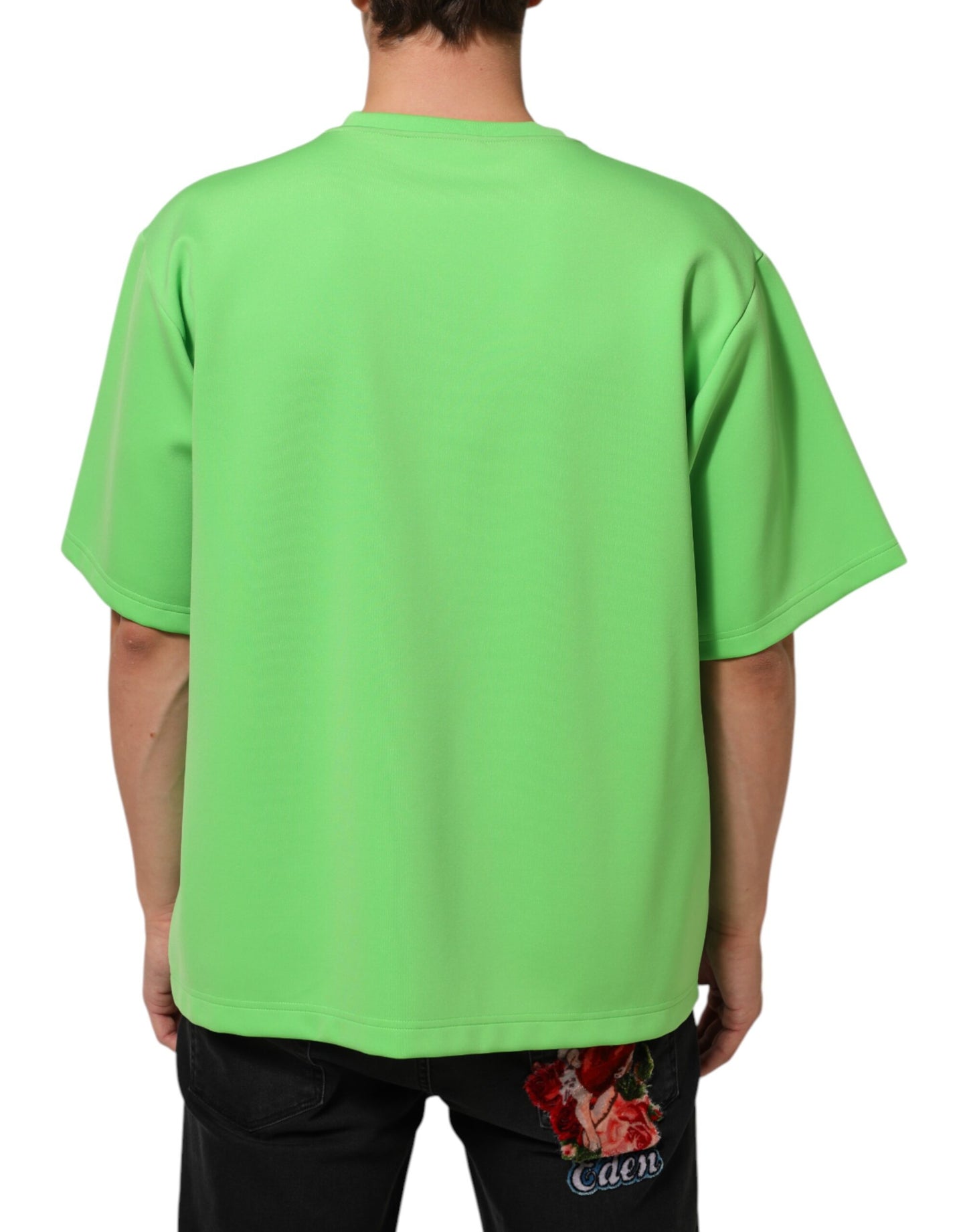 T-shirt à manches courtes à col rond avec logo vert de Dolce & Gabbana