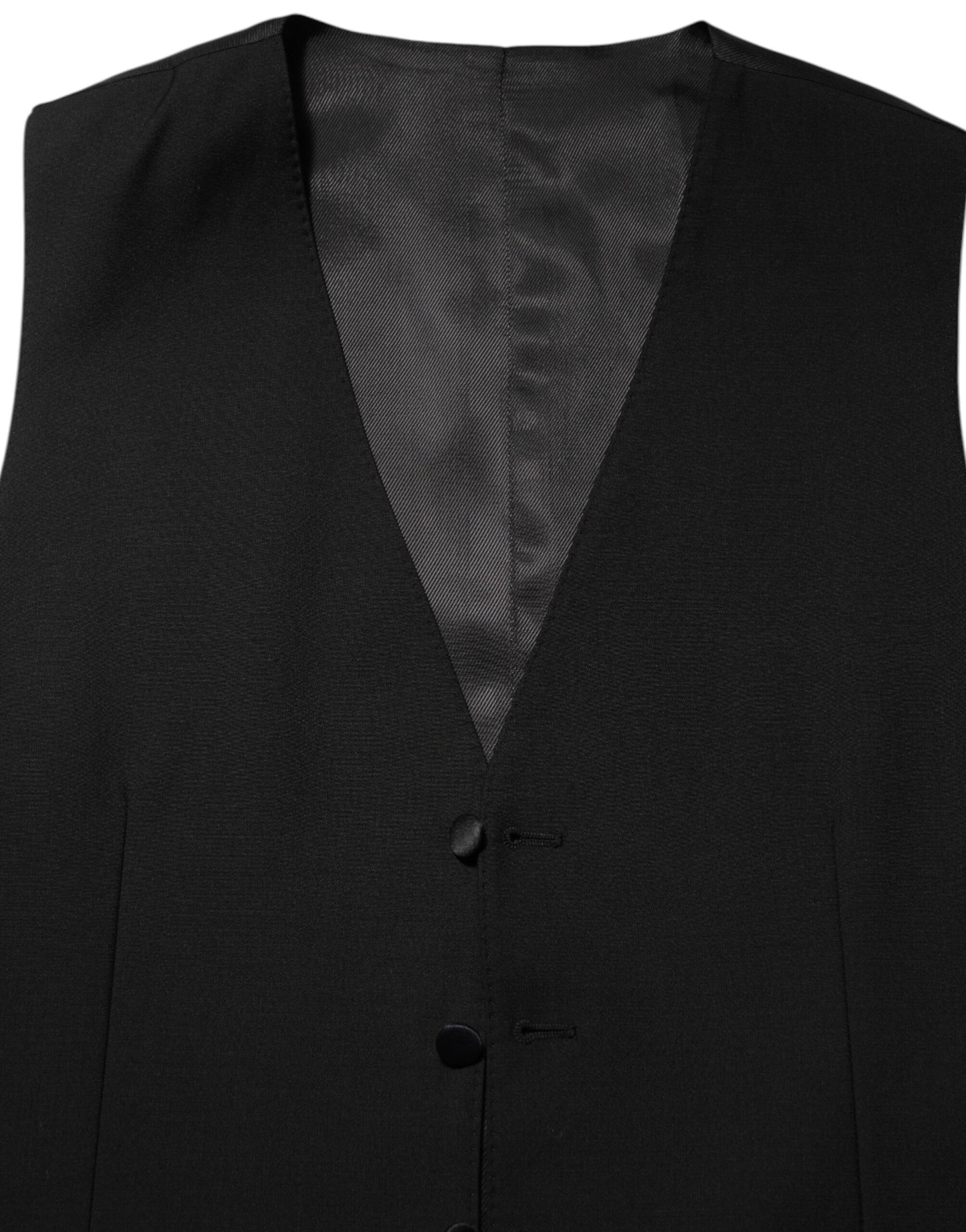 Gilet sans manches noir en laine pour homme, Dolce & Gabbana, pour tenue formelle.