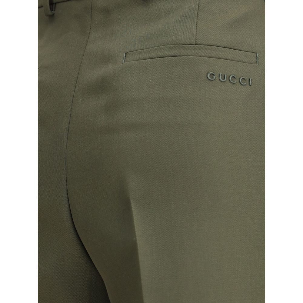 Pantalon en laine verte Gucci
