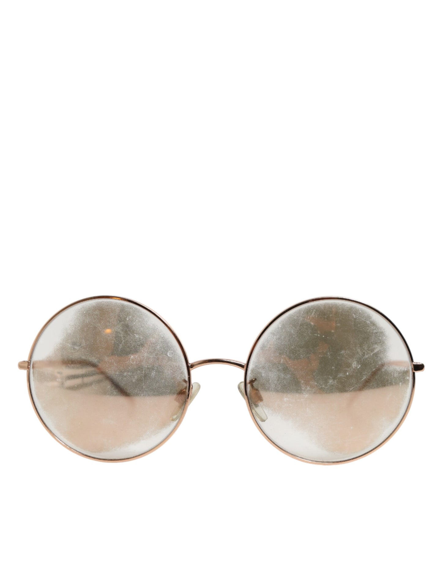 Lunettes de soleil Dolce & Gabbana à verres ronds et monture plaquée or rose.