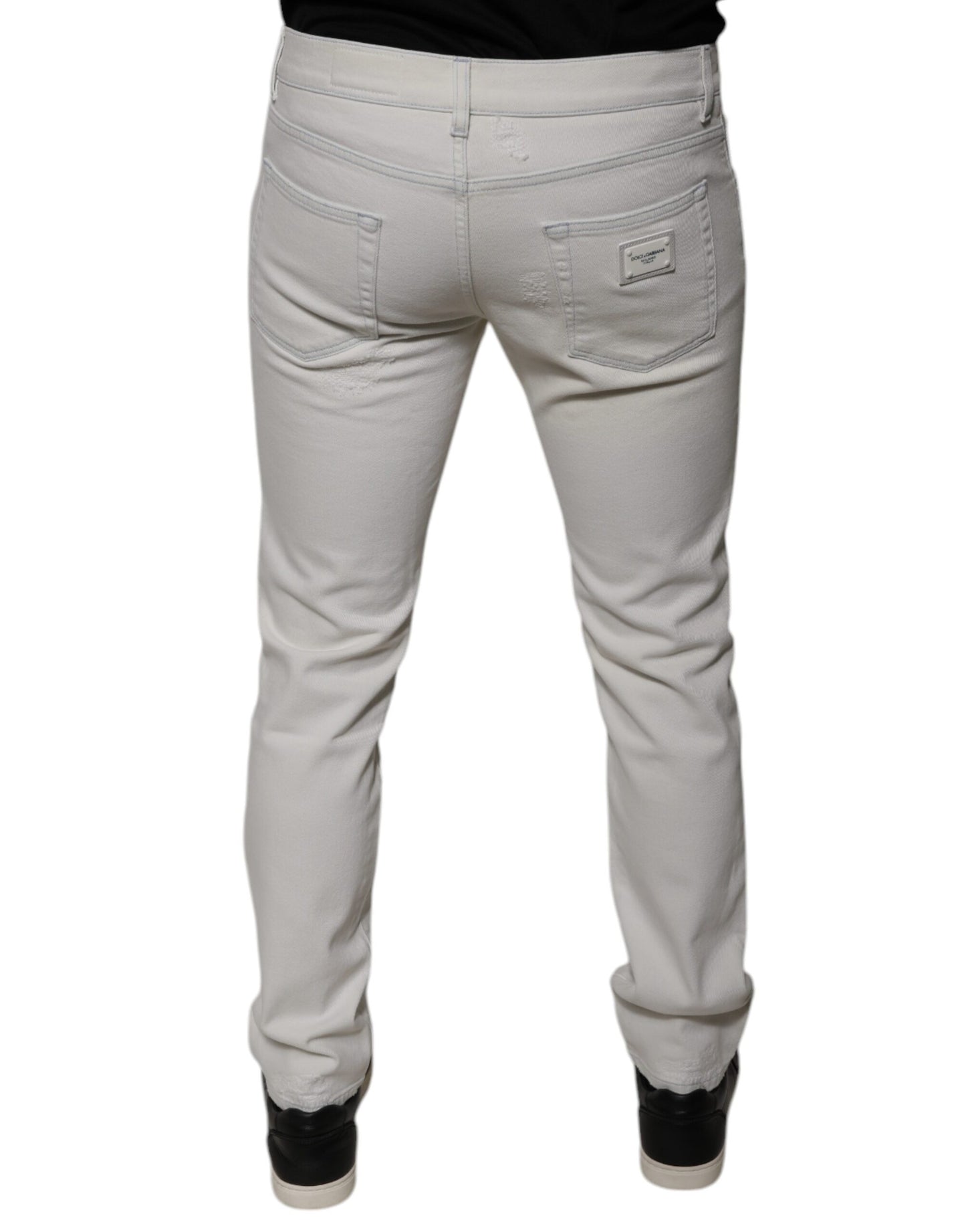 Jean slim en coton blanc extensible pour homme Dolce & Gabbana