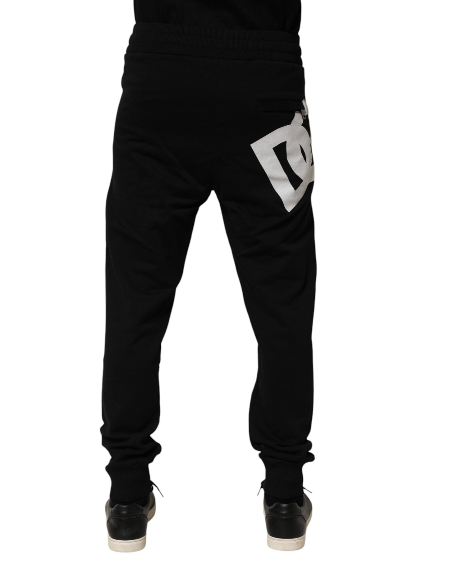 Pantalon de jogging en coton noir avec logo DG de Dolce & Gabbana