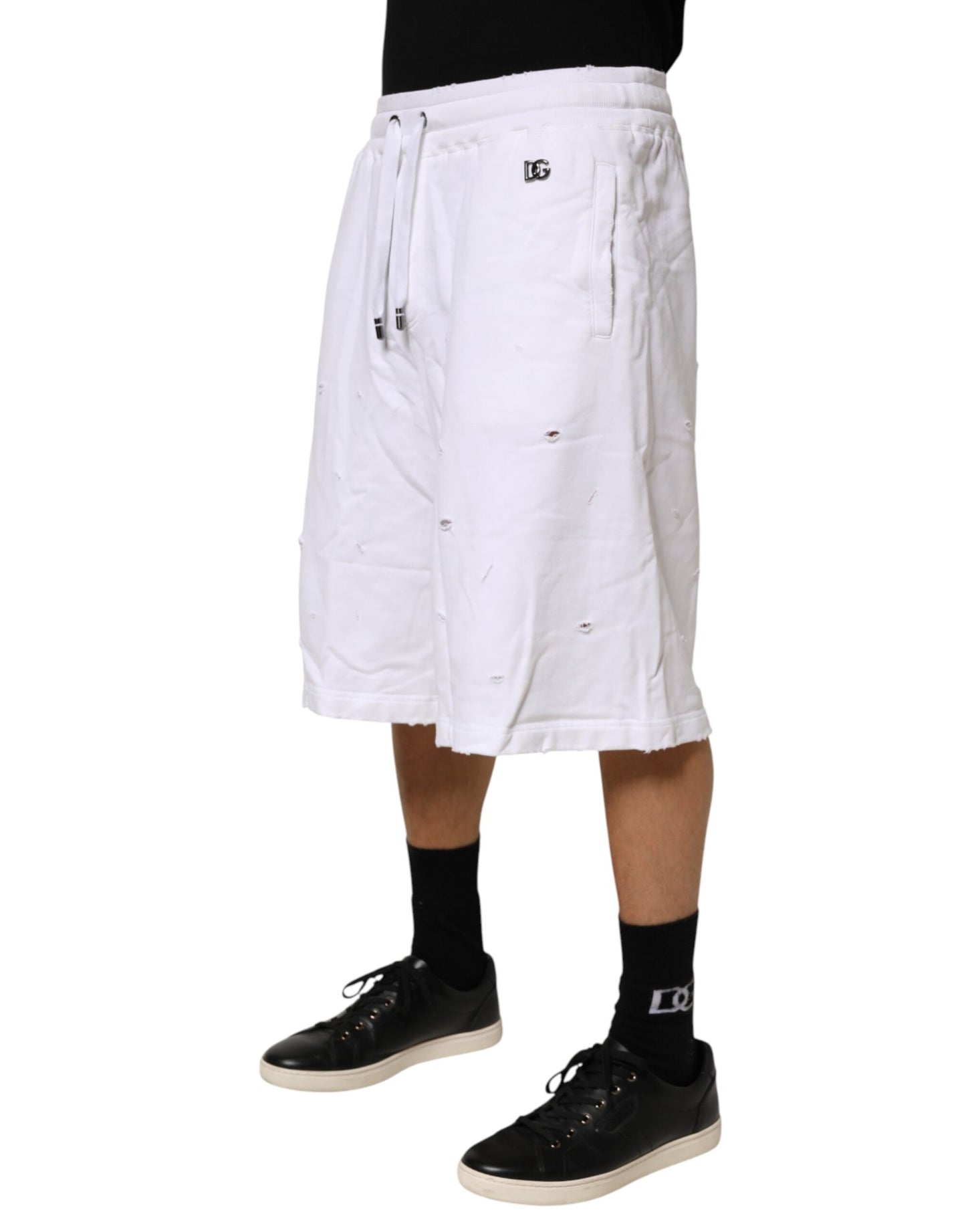 Shorts Bermuda en coton blanc délavé pour homme de Dolce & Gabbana
