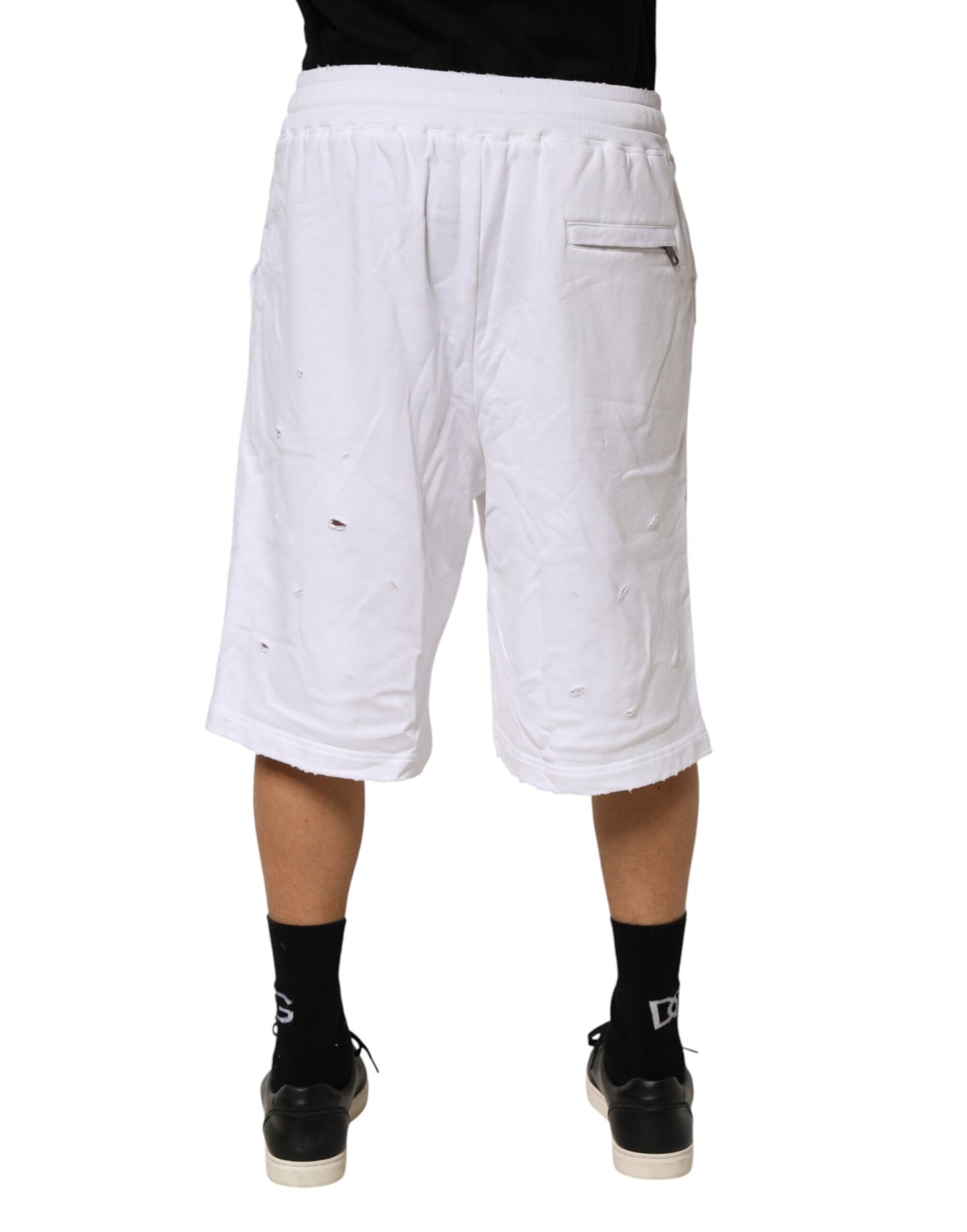Shorts Bermuda en coton blanc délavé pour homme de Dolce & Gabbana