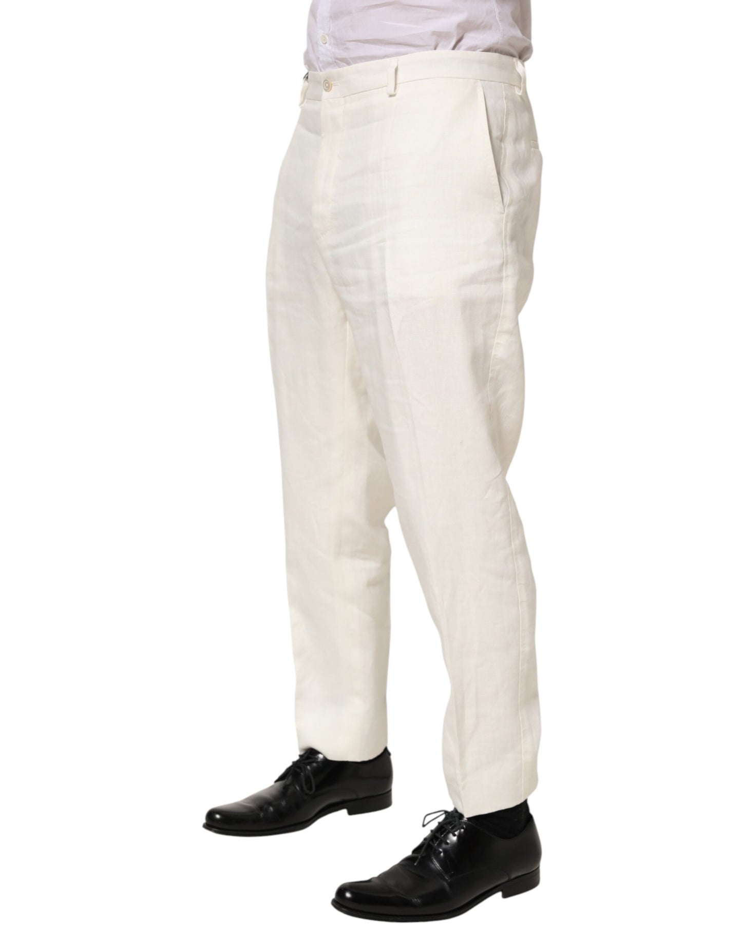 Pantalon tailleur en lin blanc pour homme, Dolce & Gabbana.