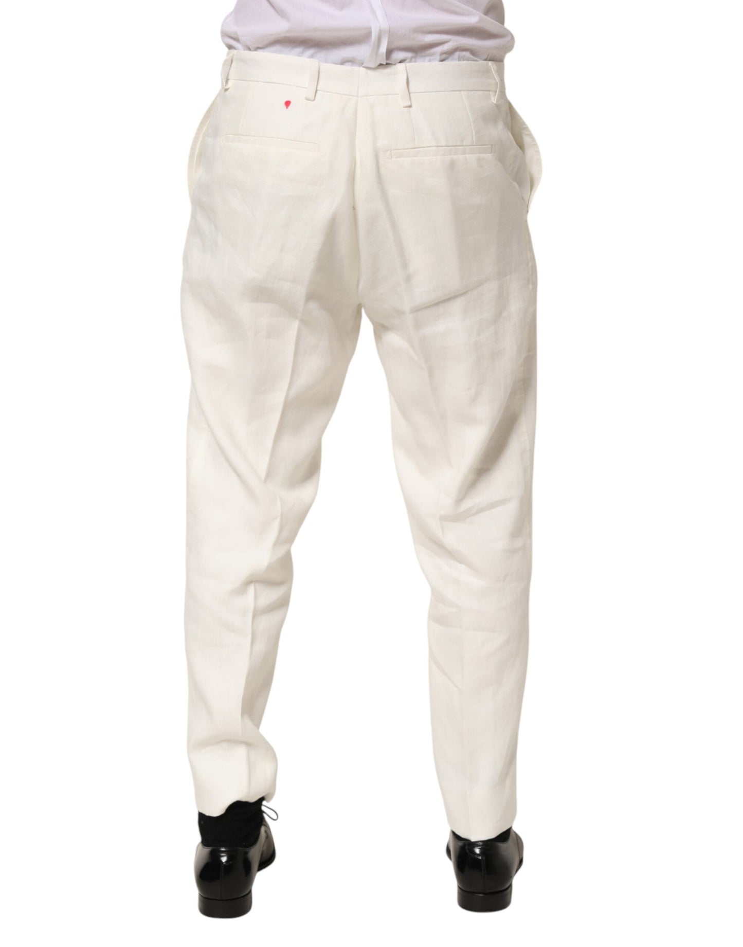 Pantalon tailleur en lin blanc pour homme, Dolce & Gabbana.