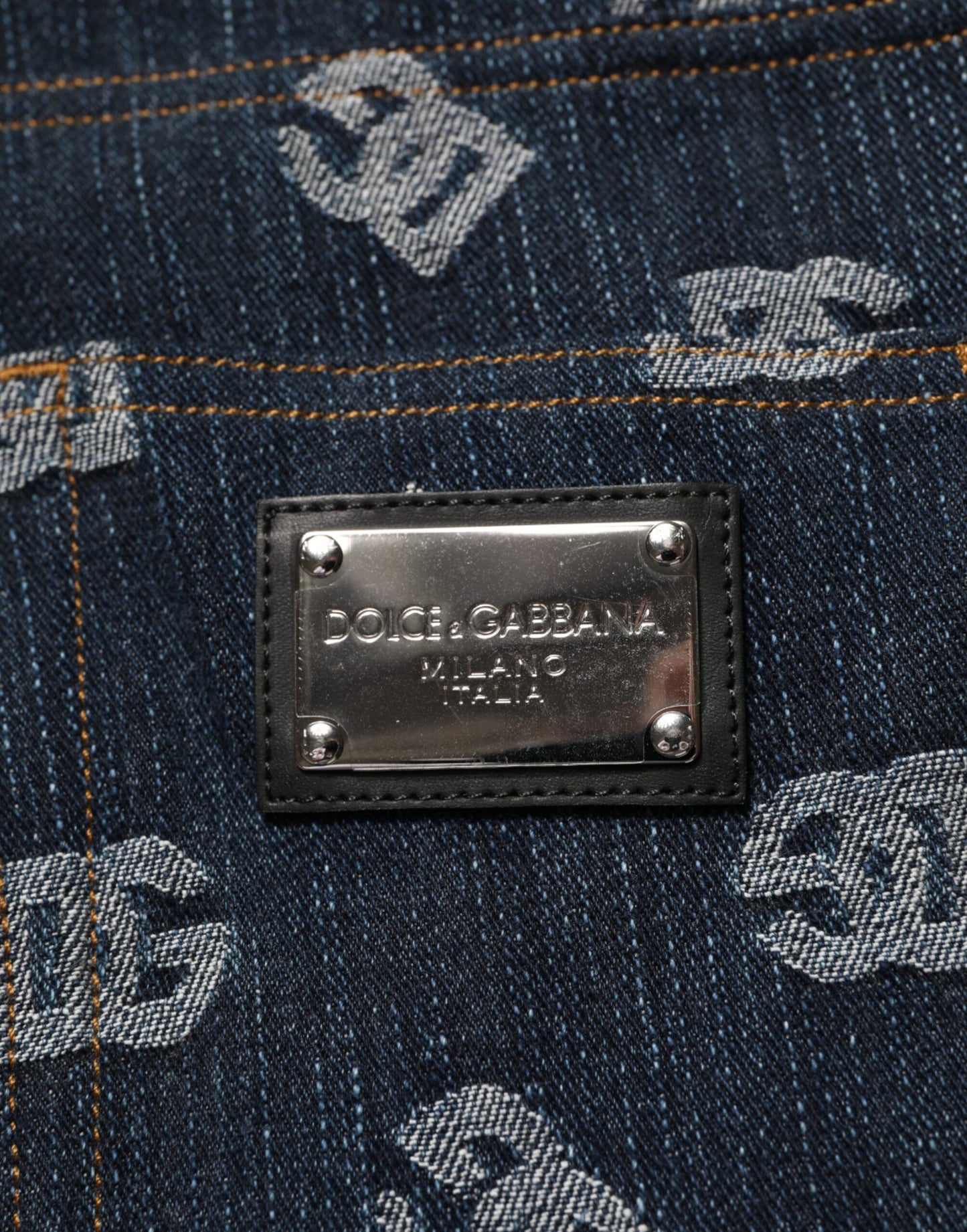 Jeans en jean droit pour homme Dolce & Gabbana, bleu, imprimé logo.