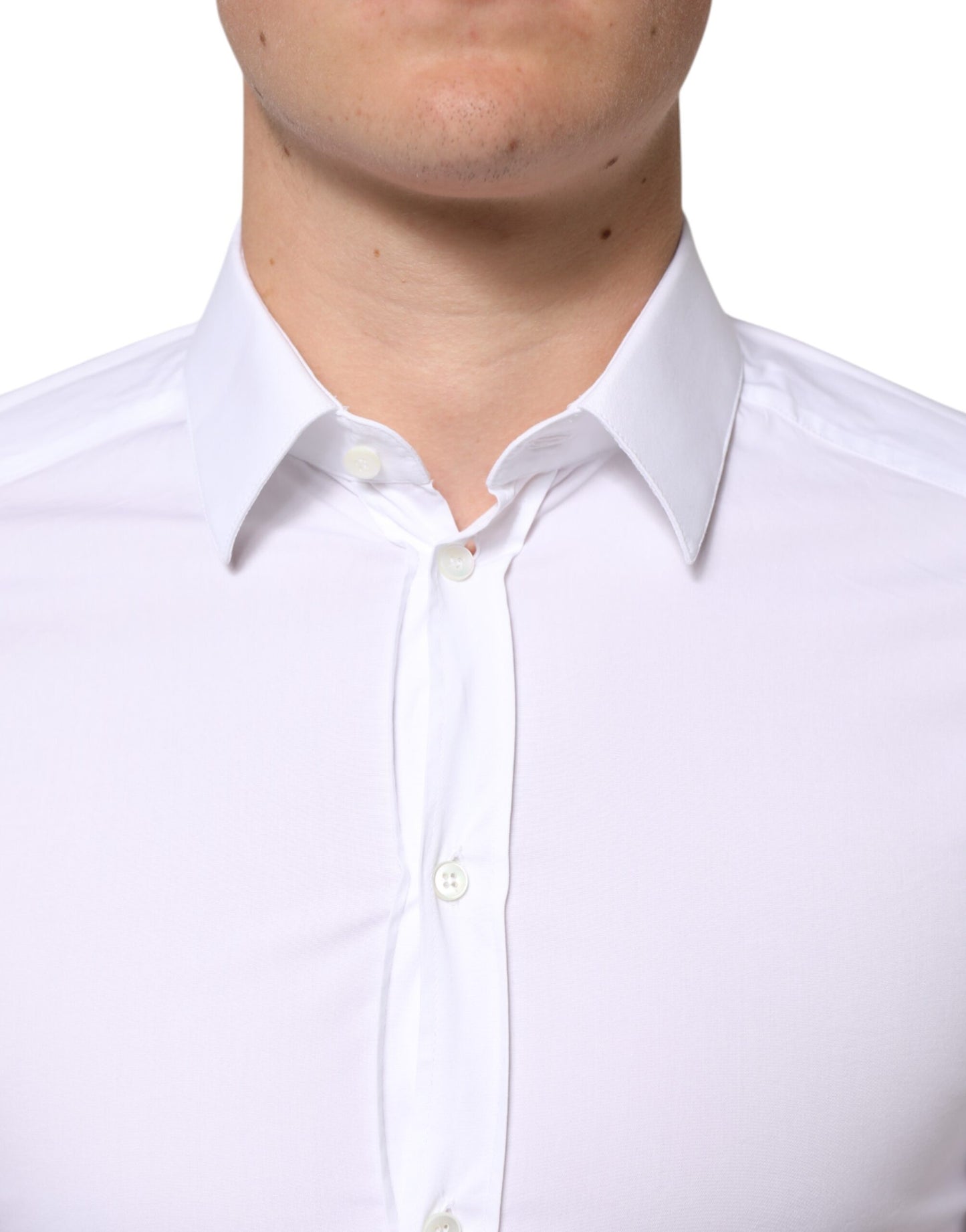 Chemise de ville formelle pour homme en coton blanc doré de Dolce & Gabbana