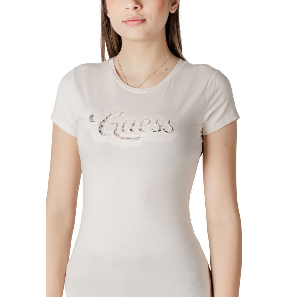 T-shirt en coton beige Guess